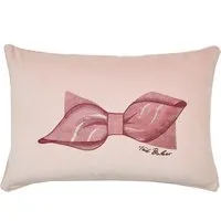 Bow Embroidered Cushion - Pink