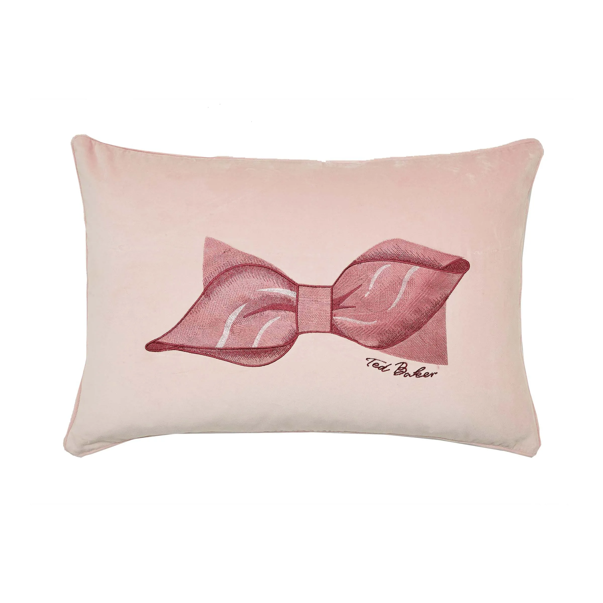 Bow Embroidered Cushion - Pink image