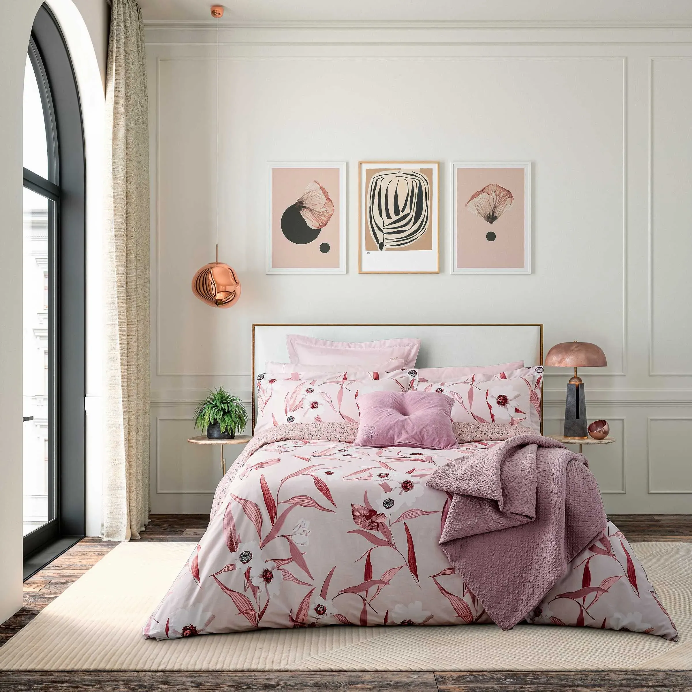 Cabana Double Duvet Cover Set - Pink, Cotton Sateen alternate view