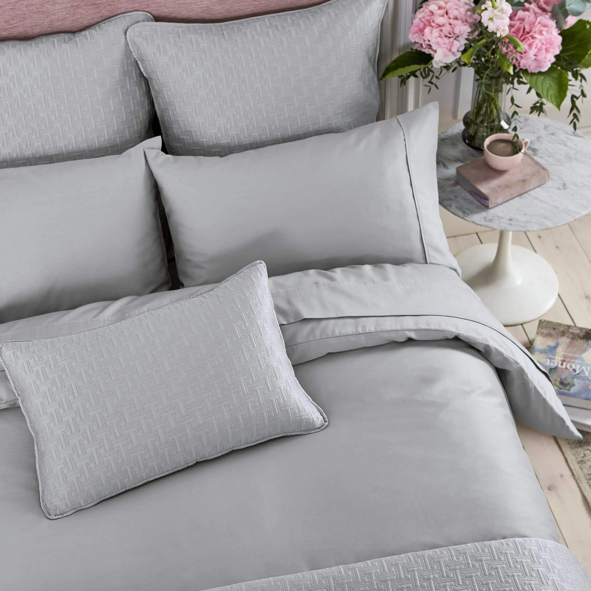 Double Duvet Cover 250 Thread Count - Silver, Cotton