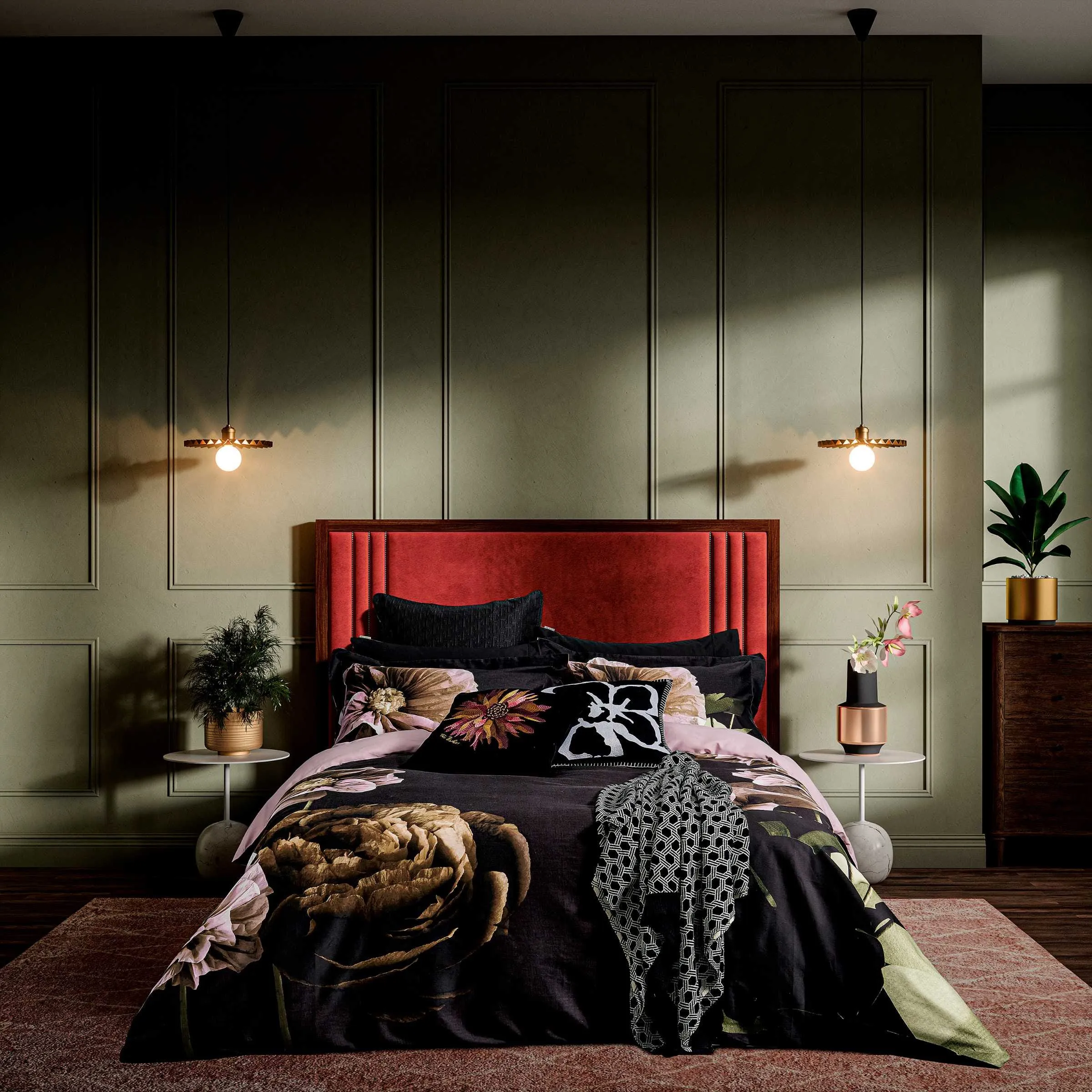 Double Duvet Cover Set - Black, Cotton Sateen