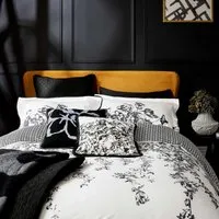 Double Duvet Cover Set Floral Border - Mono