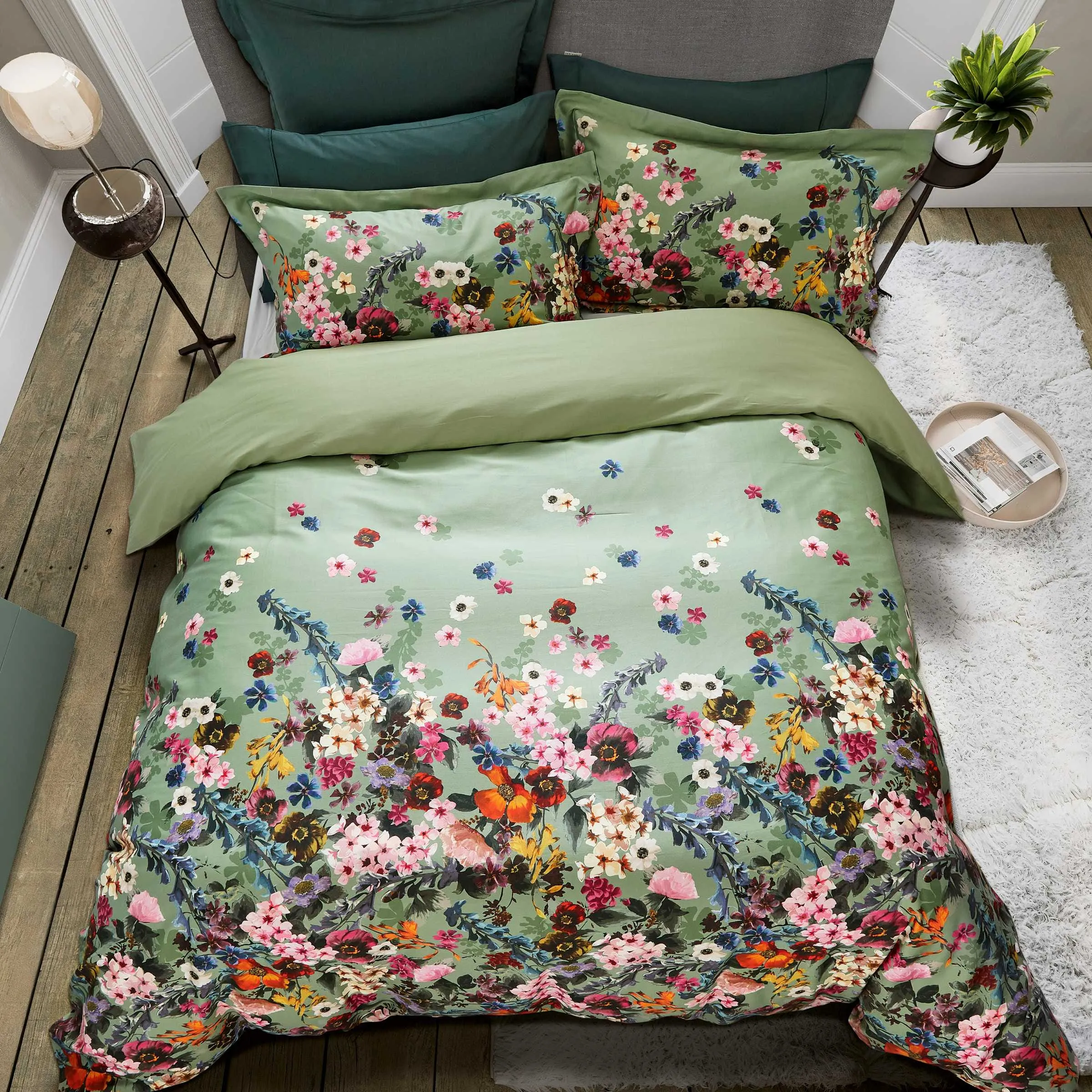 Double Duvet Cover Set - Green, Sateen