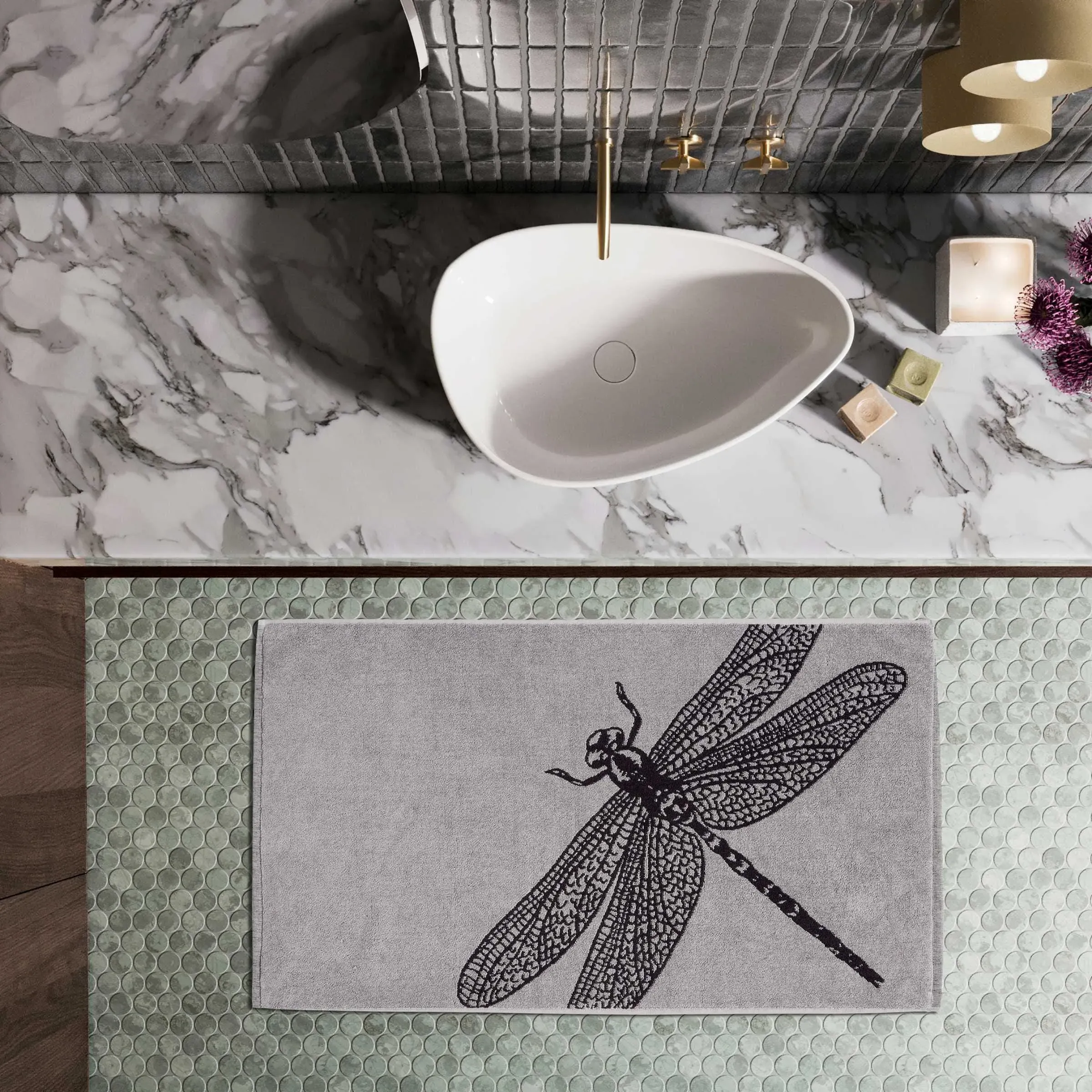 Dragonfly Bath Mat - Mono, Cotton