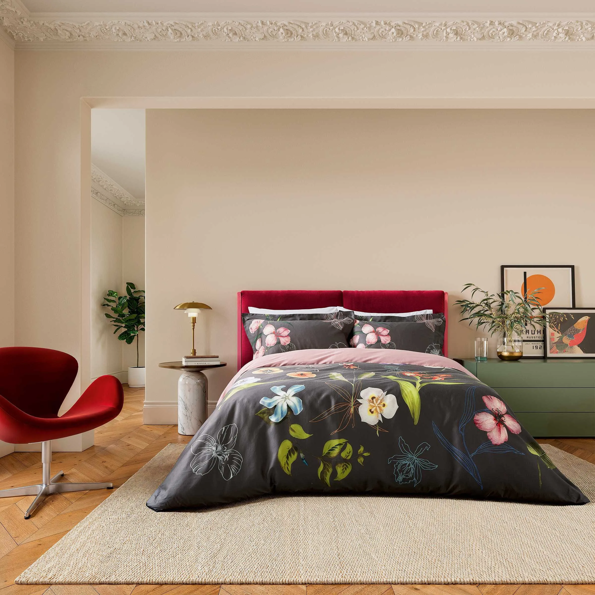 King Size Duvet Cover Set - Charcoal, Cotton