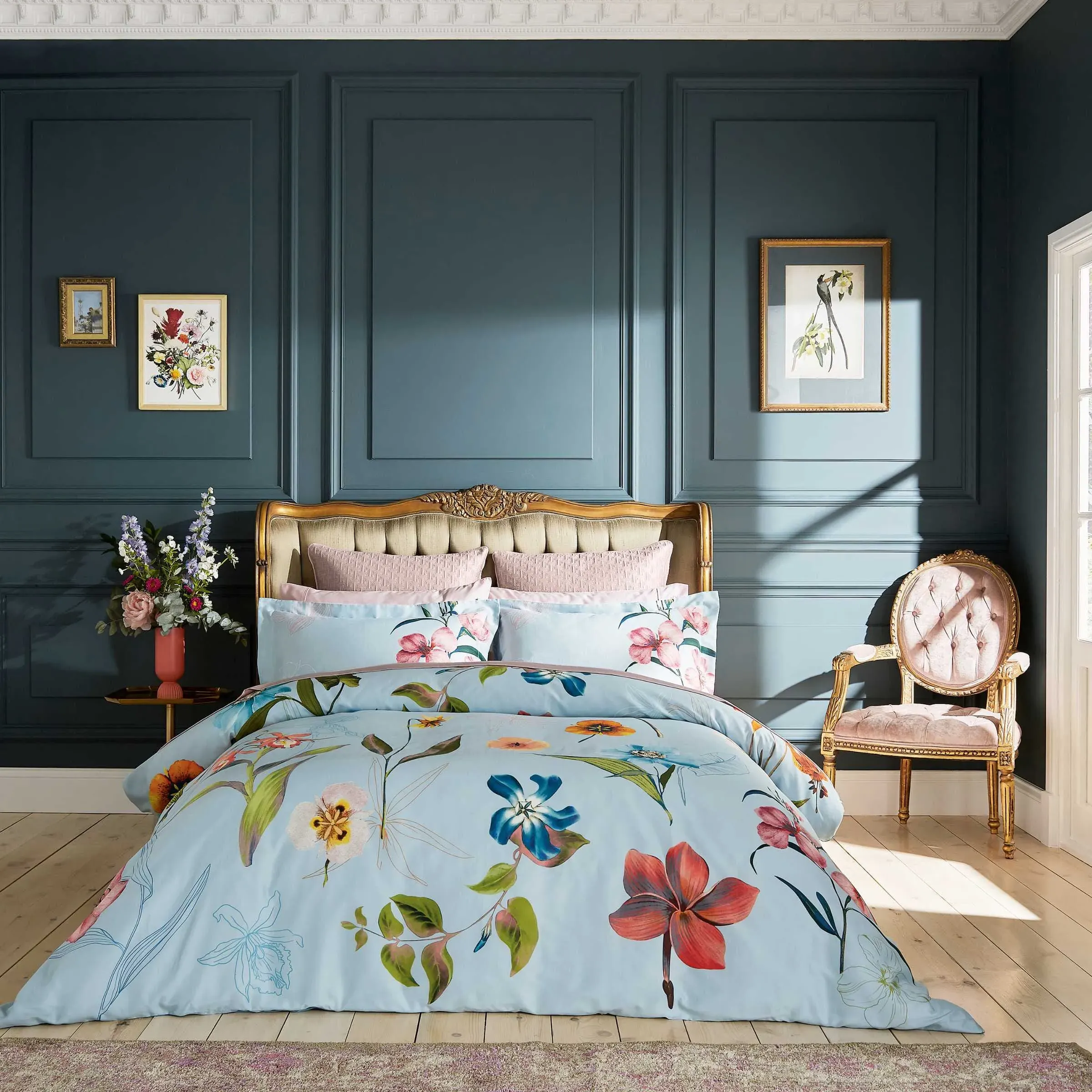 King Size Duvet Cover Set - Delphinium, Cotton