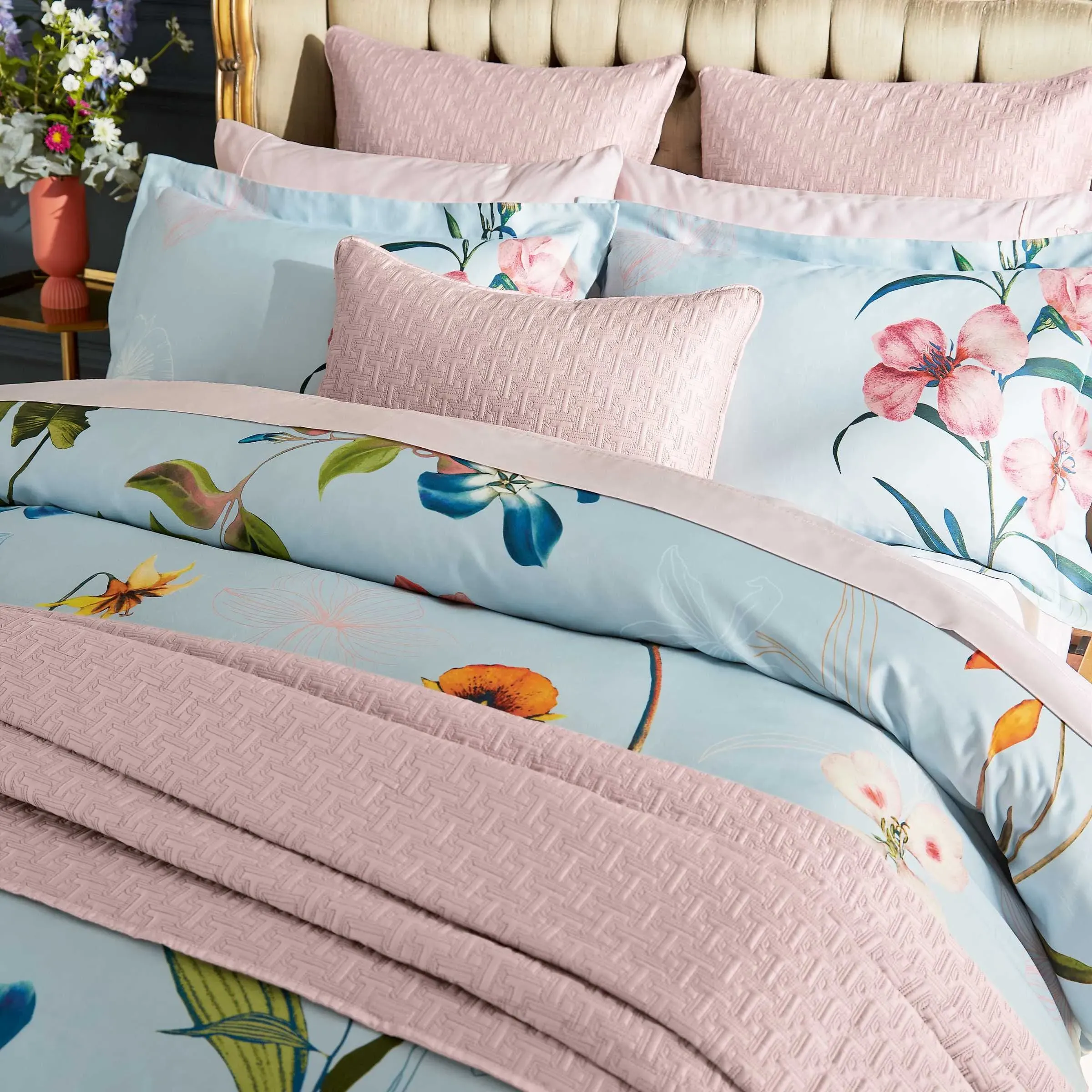 King Size Duvet Cover Set - Delphinium, Cotton