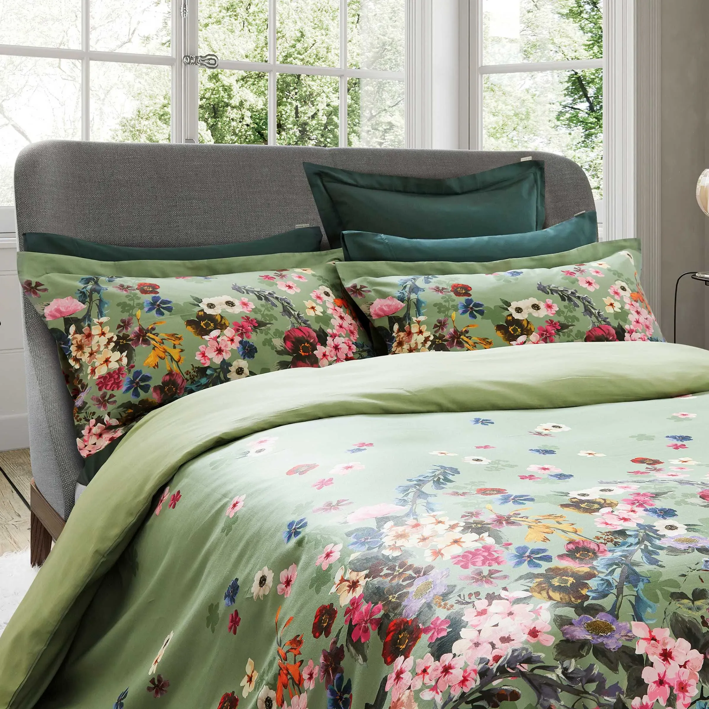 King Size Duvet Cover Set - Green, Sateen