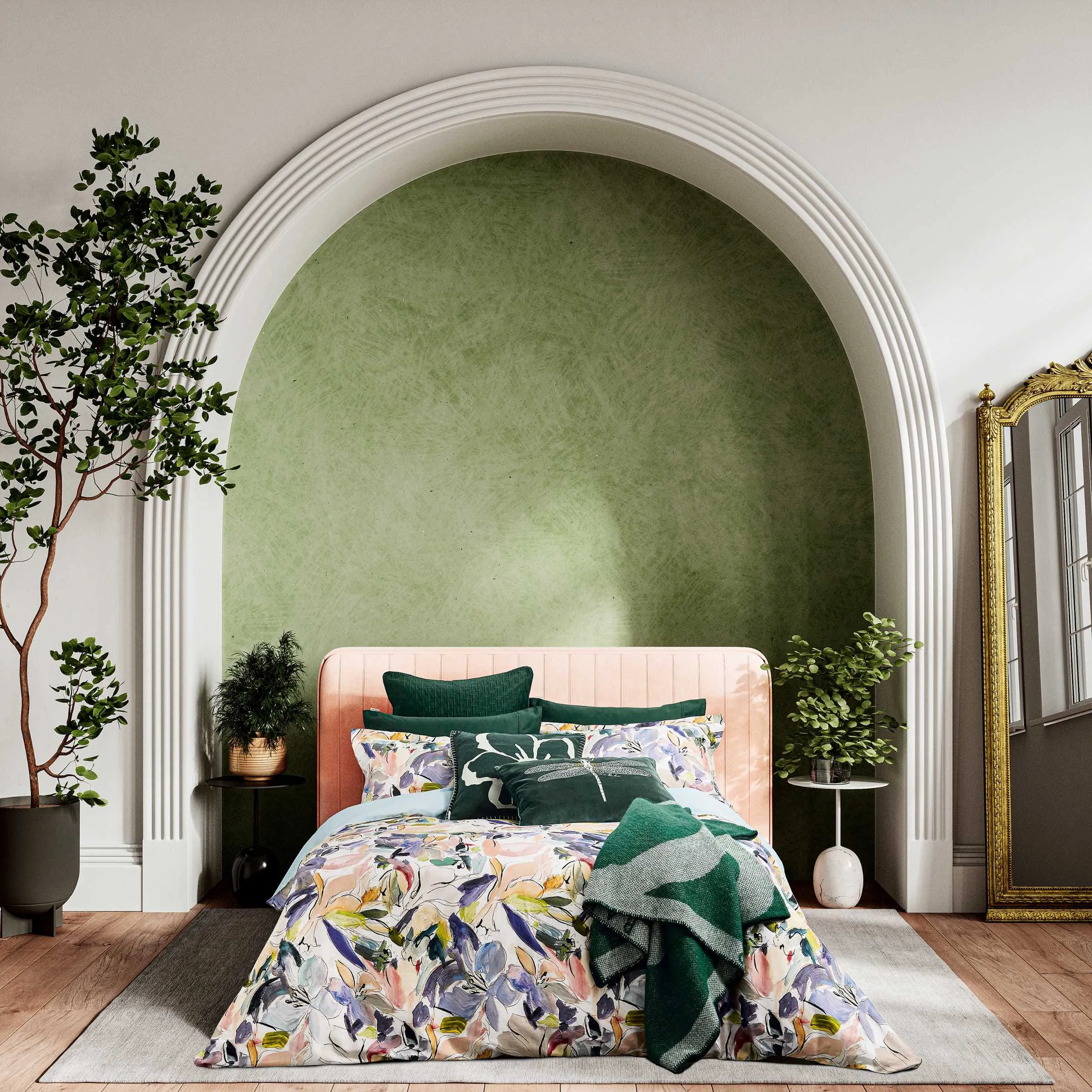 Magnolia Art Print Double Duvet Cover Set - Multi, Cotton Sateen alternate view