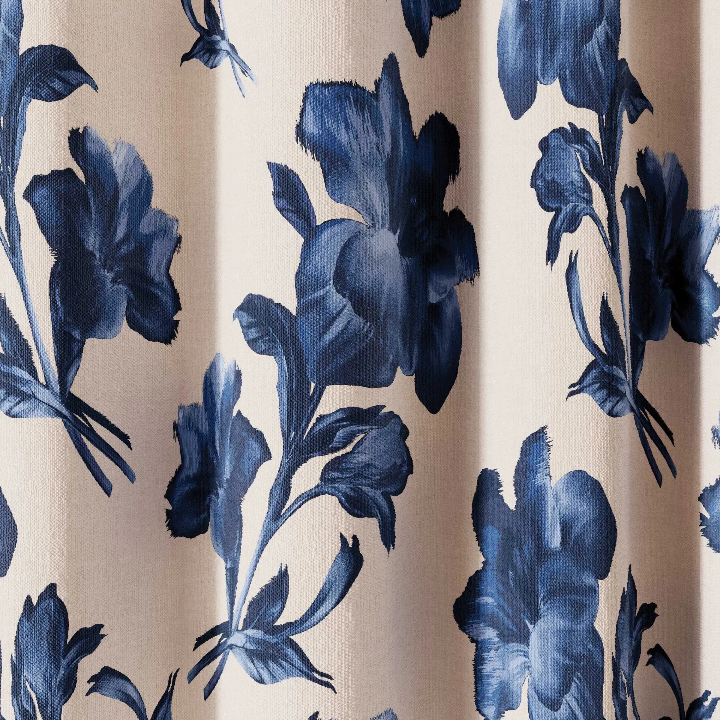Midnight Garden Lined Eyelet Curtains 66x54" - Blue, Cotton product
