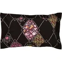 Oxford Pillowcase with Floral Print - Black