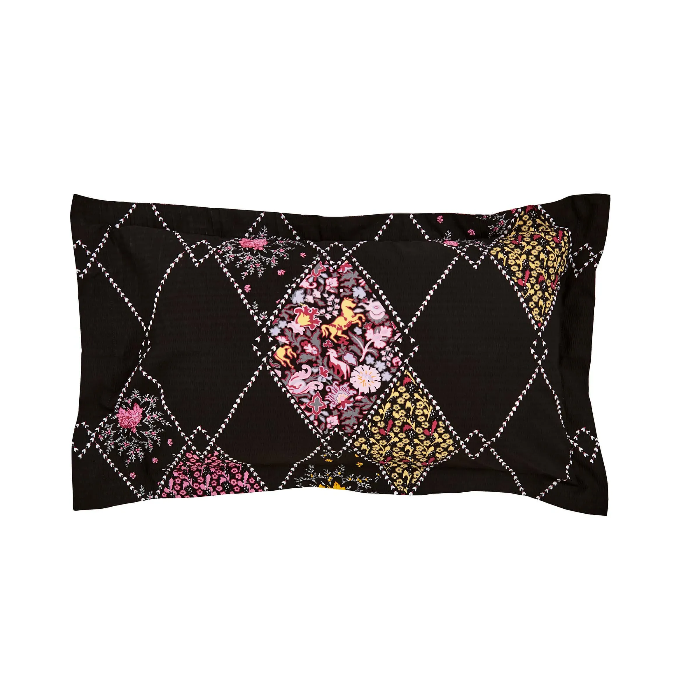 Oxford Pillowcase with Floral Print - Black image