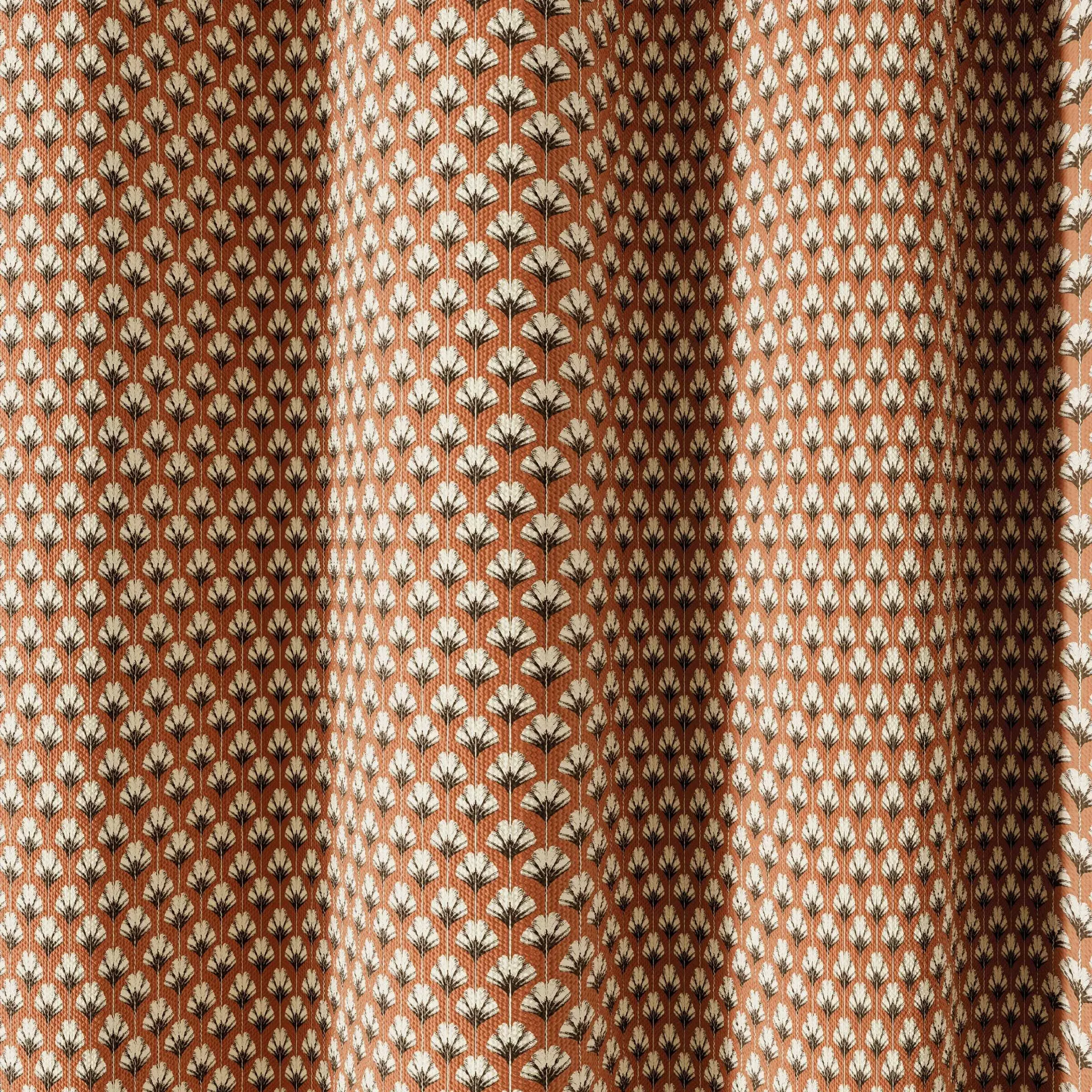 Palm Geo Lined Curtains 66x54" - Terracotta, Cotton product