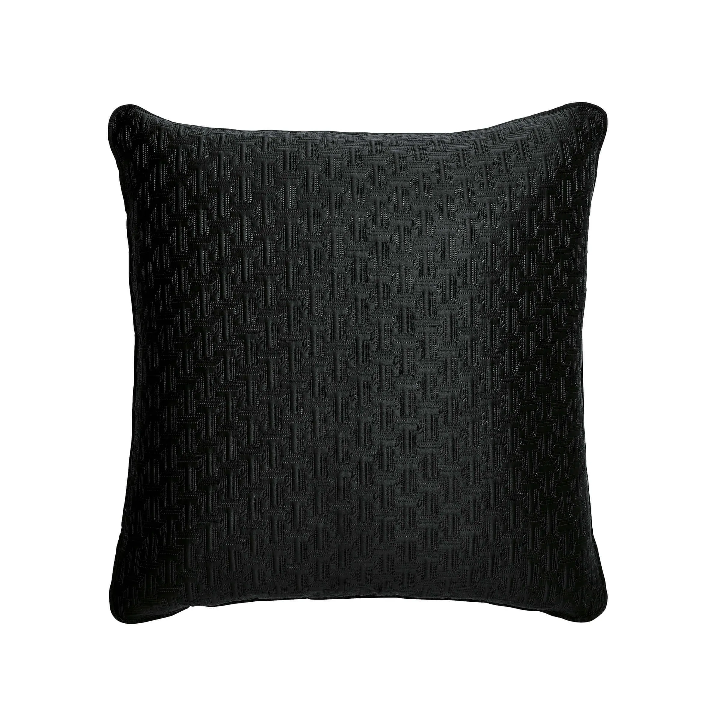 Quilted Sham Pillowcase - Black, Polyester image