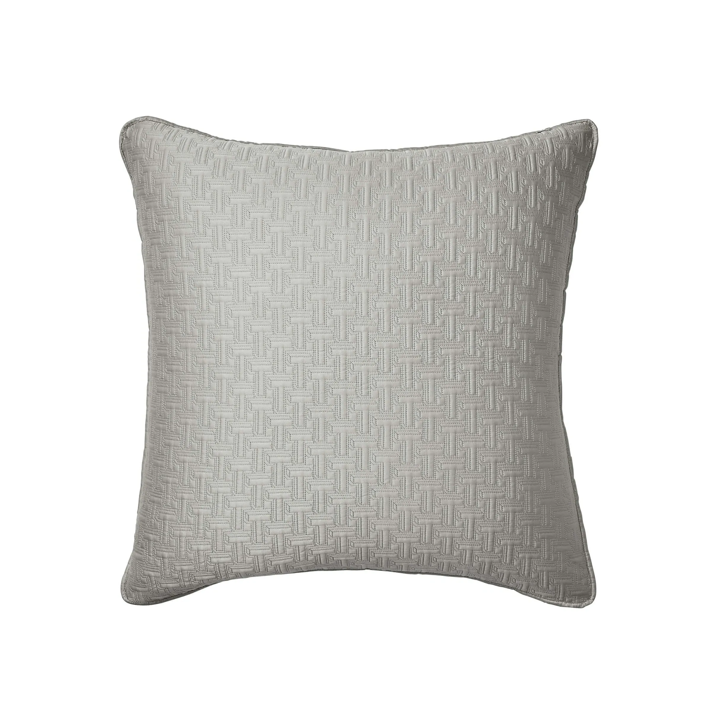 Quilted Sham Pillowcase - Silver, Polyester