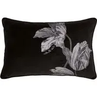 Rectangular Cushion with Embroidery - Black