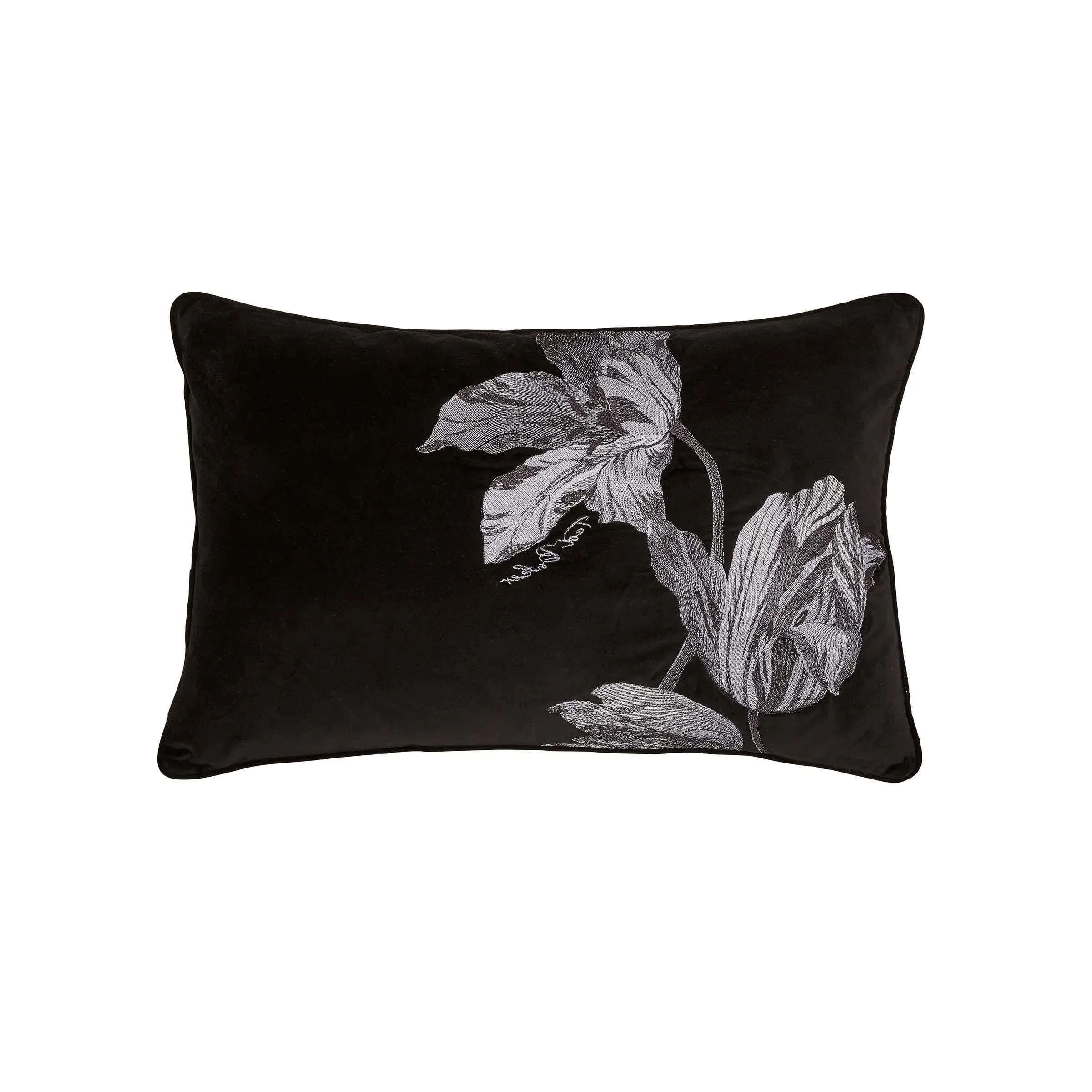 Rectangular Cushion with Embroidery - Black image