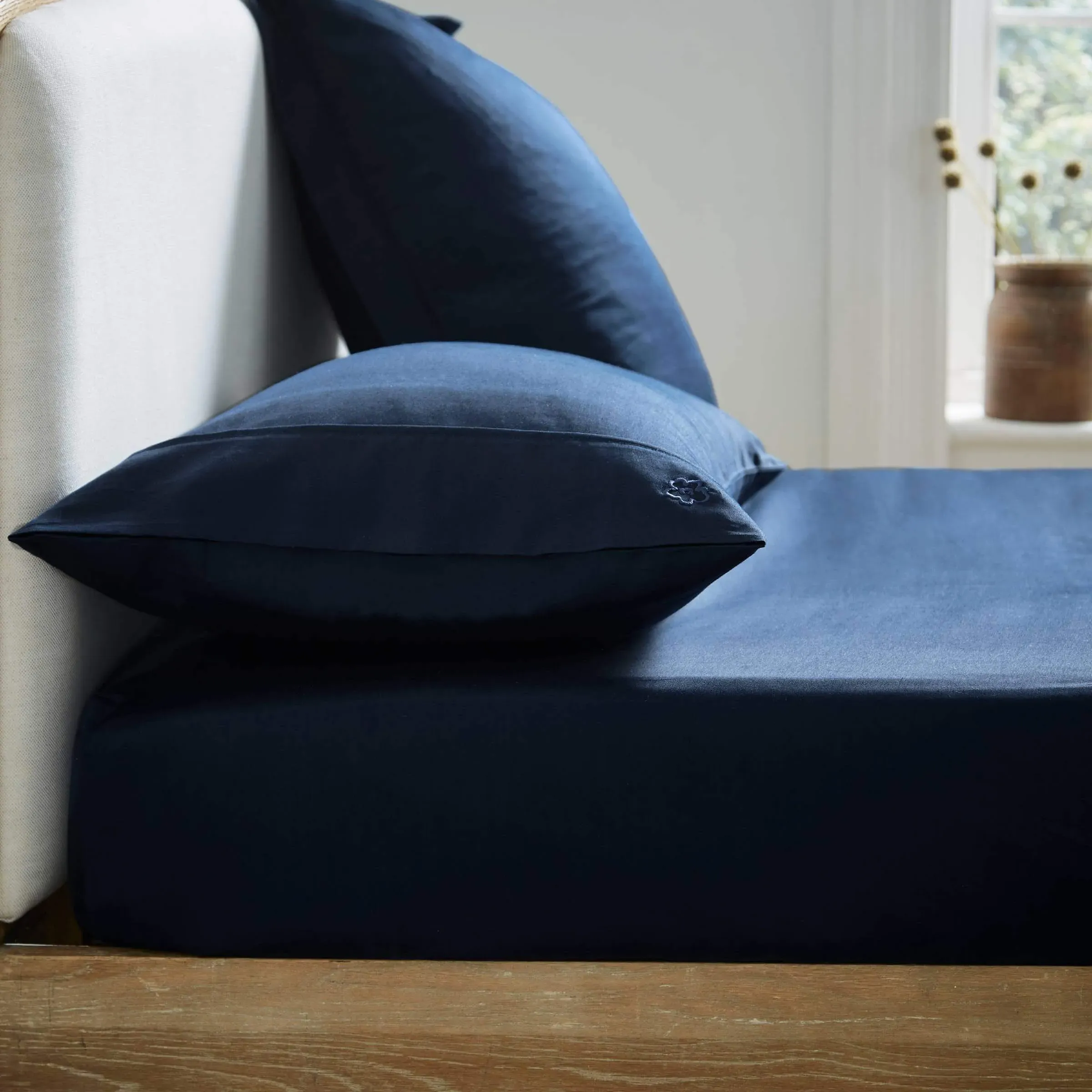 Single Fitted Sheet 250TC - Navy, Cotton