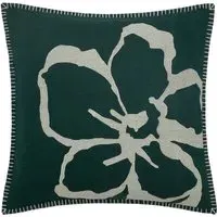 Square Cushion with Embroidery - Green, Felt