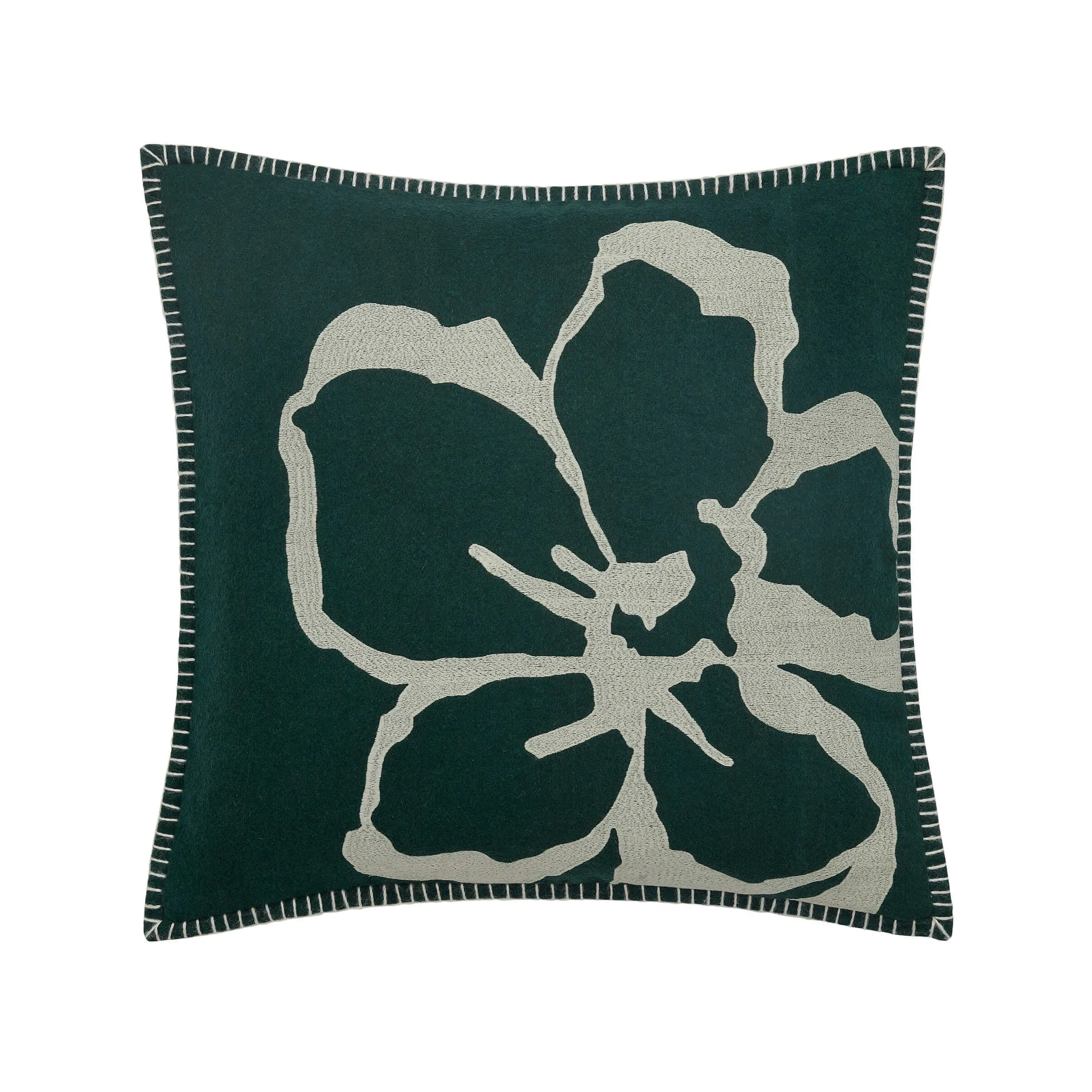 Square Cushion with Embroidery - Green, Felt image