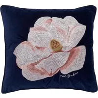Square Cushion with Embroidery - Navy, Fabric