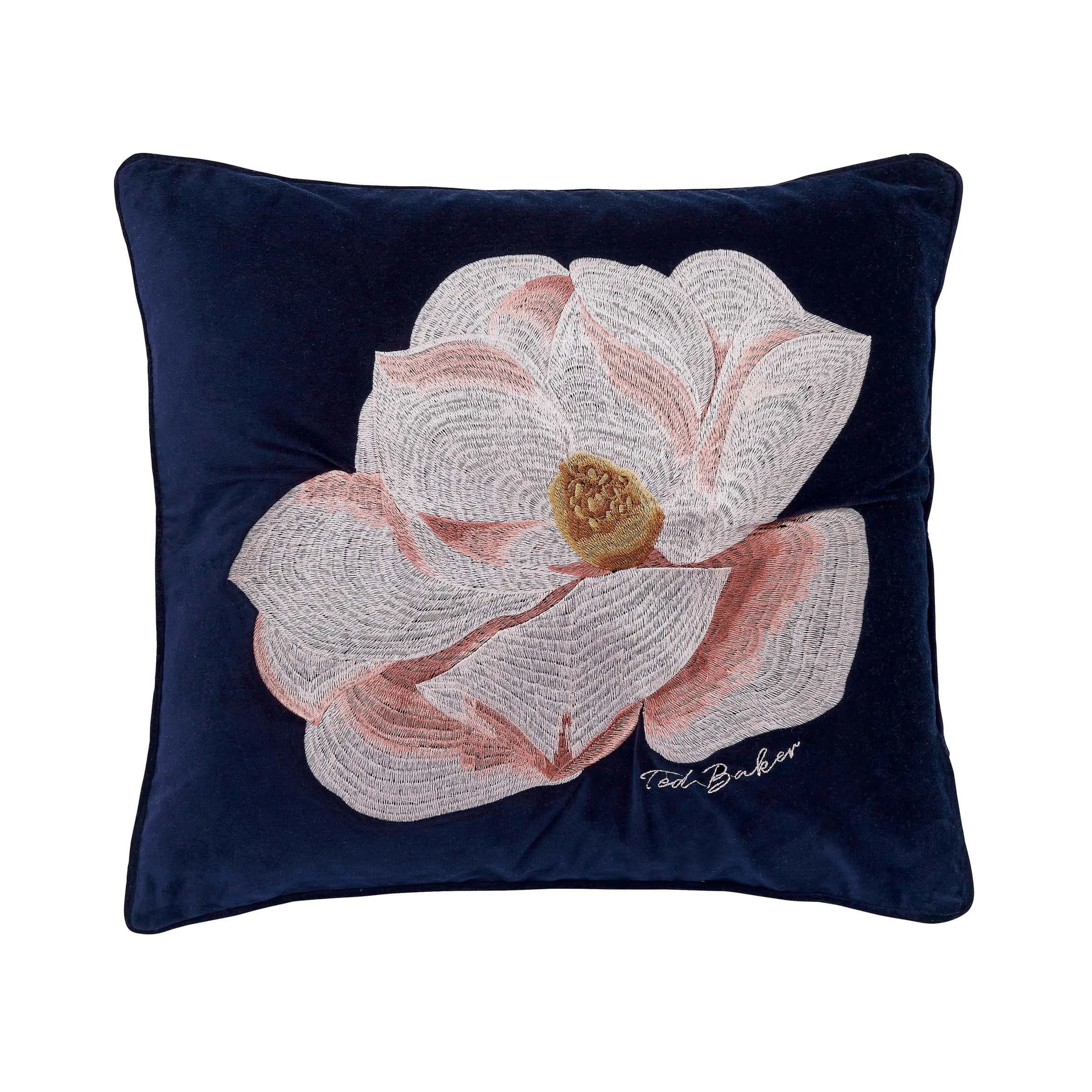 Square Cushion with Embroidery - Navy, Fabric image