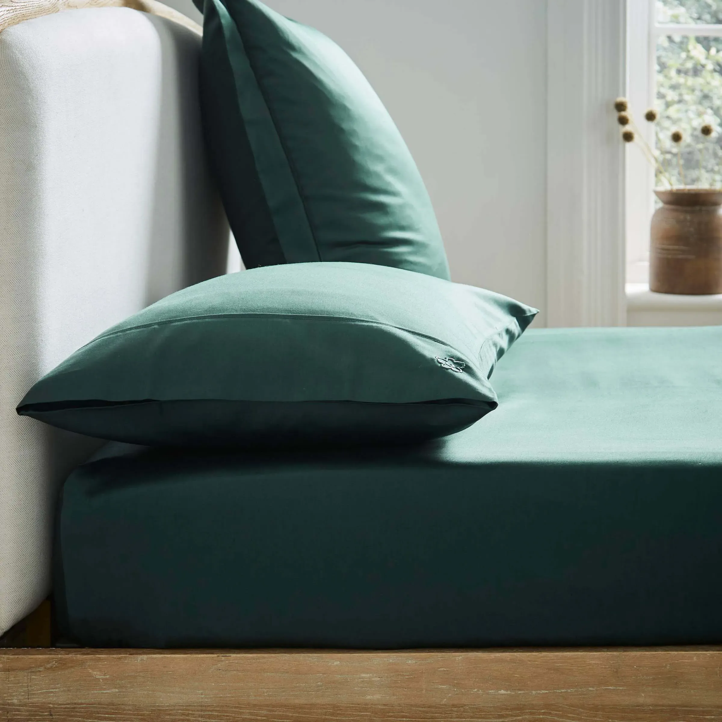 Super King Fitted Sheet 250TC - Forest, Cotton