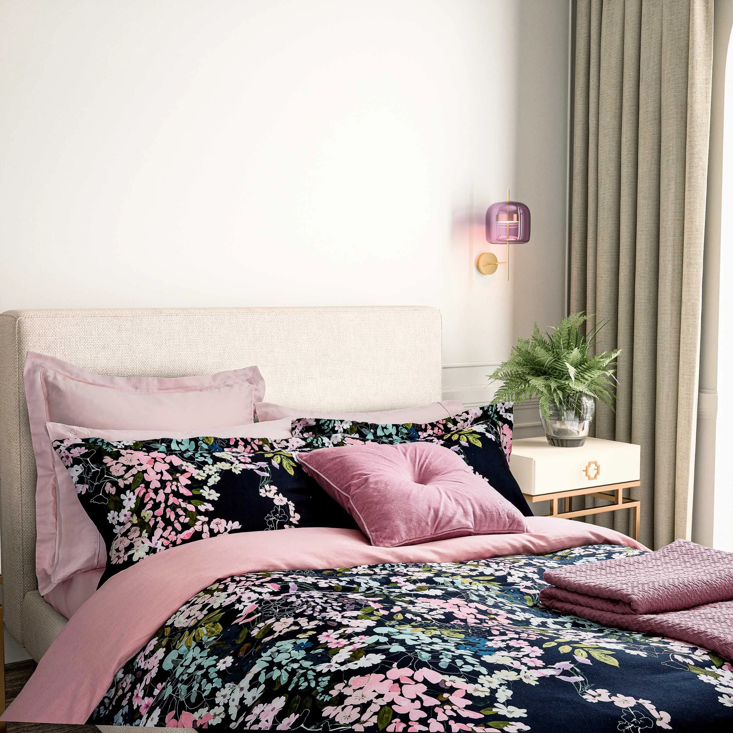 Wisteria Double Duvet Cover Set - Navy, Cotton Sateen product