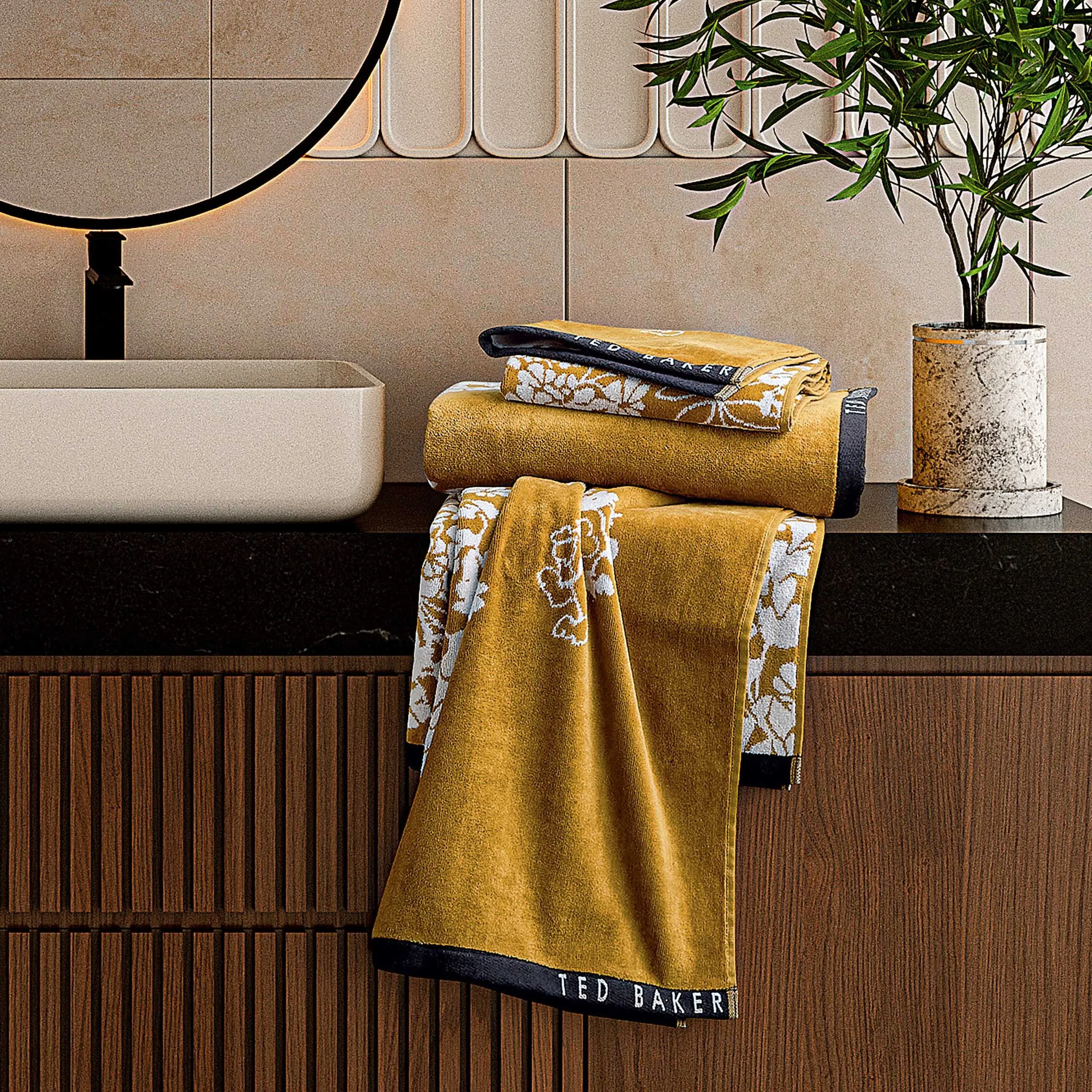 Wisteria Hand Towel - Gold, Cotton Velour alternate view
