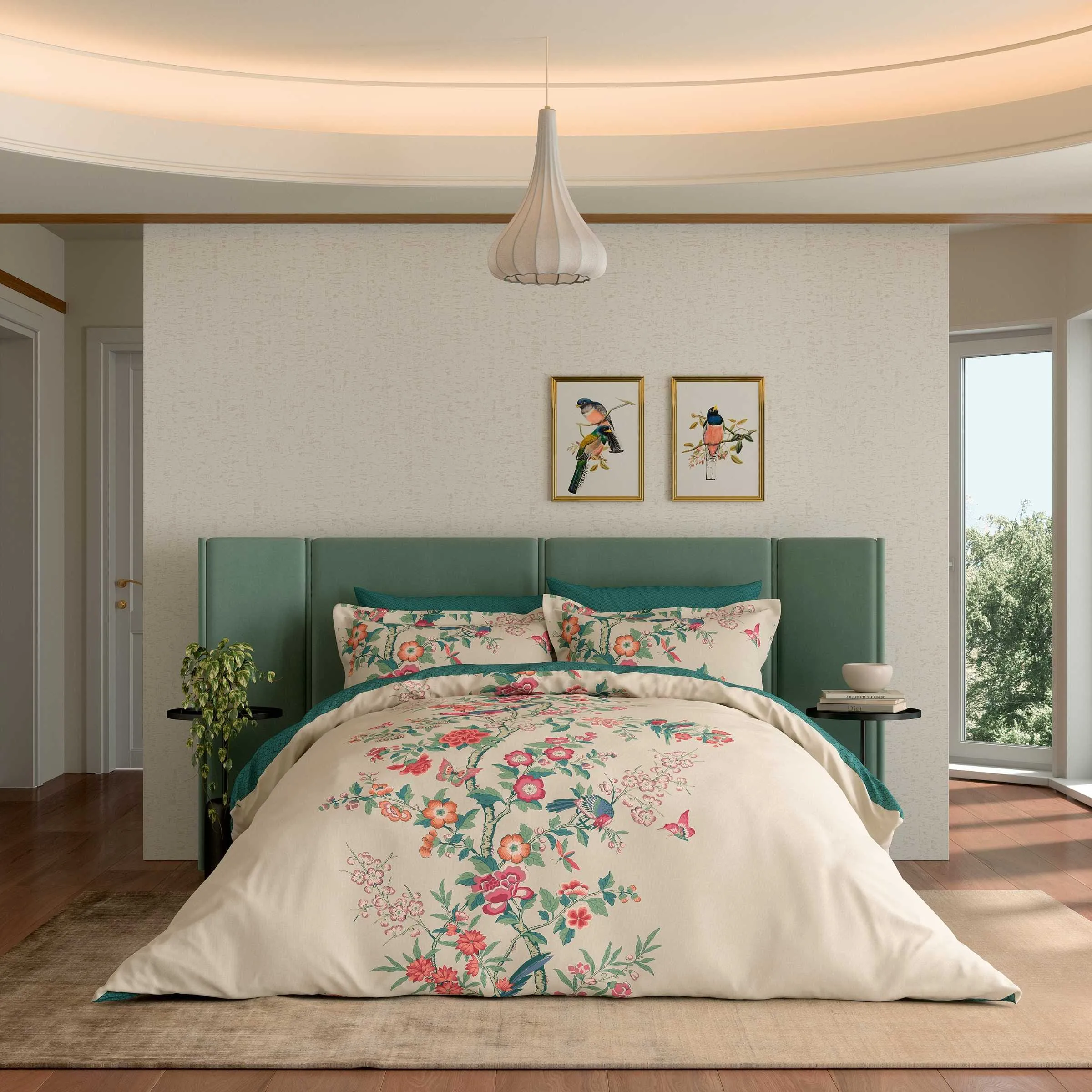 Chinese Magpie Double Duvet Cover Set - Green alternate view