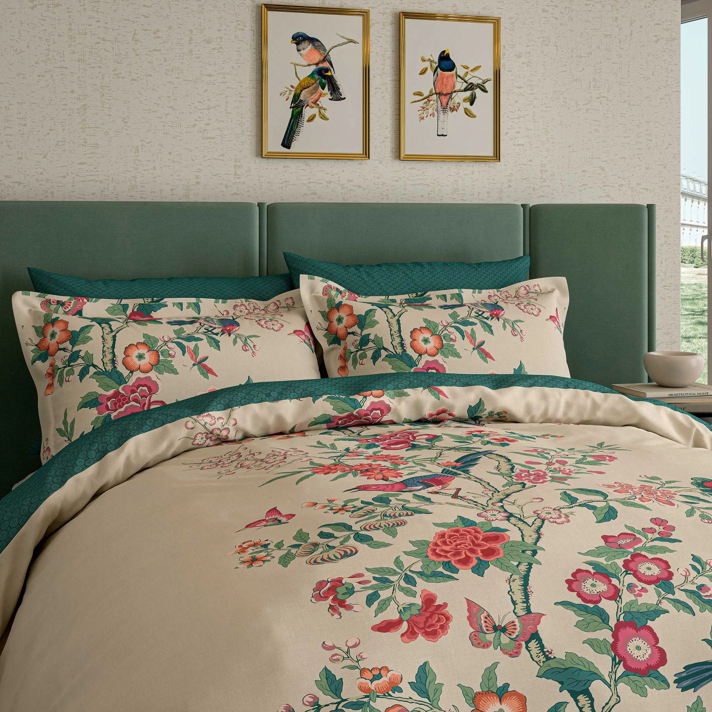 Chinese Magpie Double Duvet Cover Set - Green product