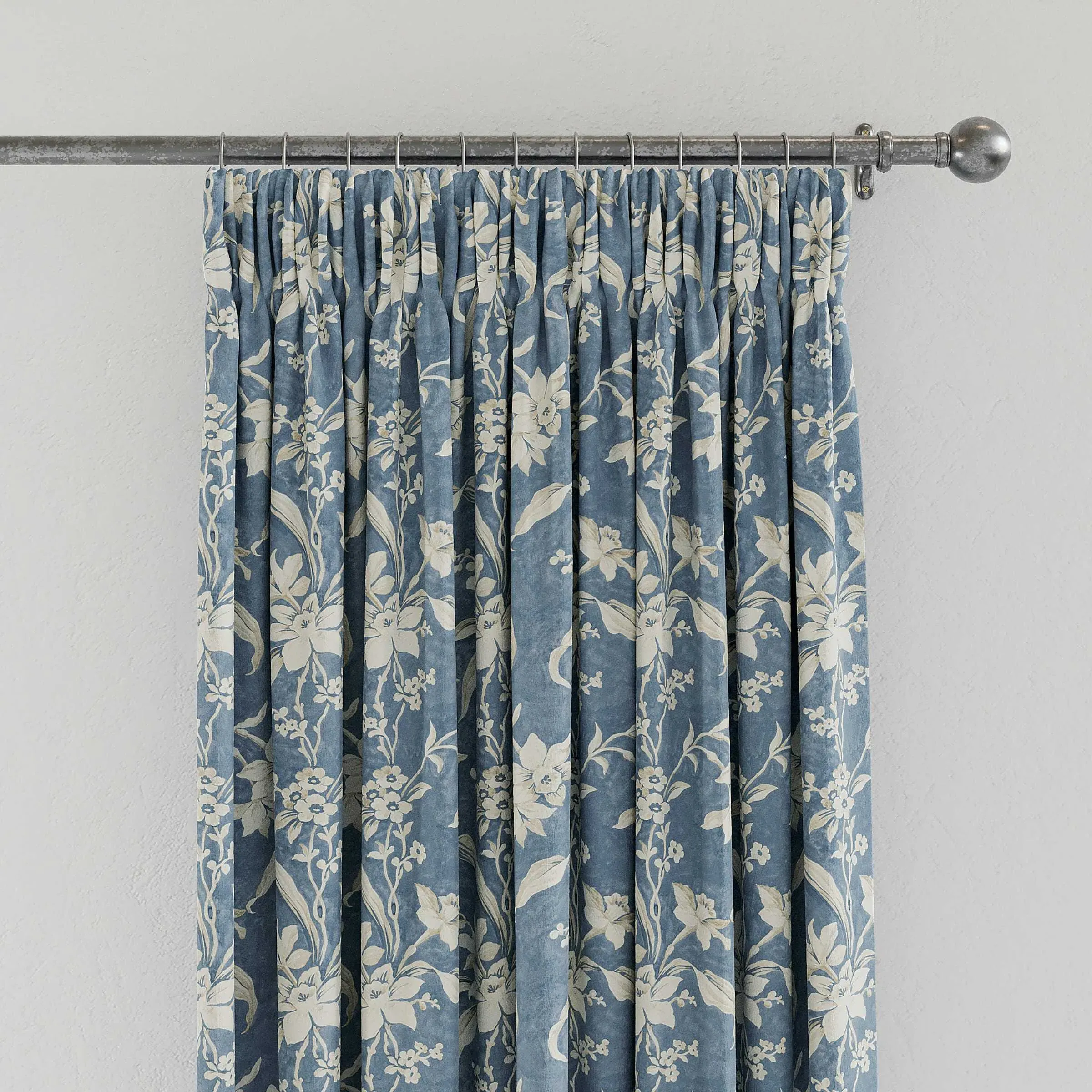 Daffodil Dreams Lined Curtains - Blue