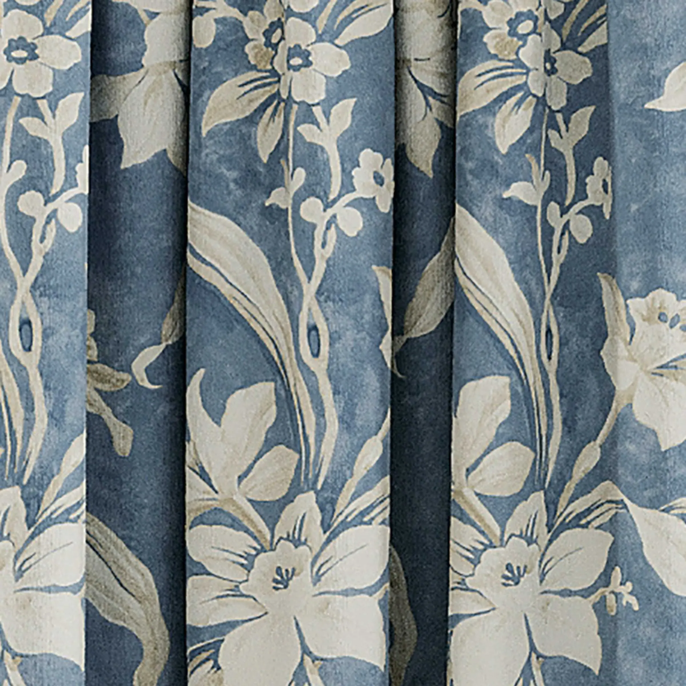 Daffodil Dreams Lined Curtains - Blue