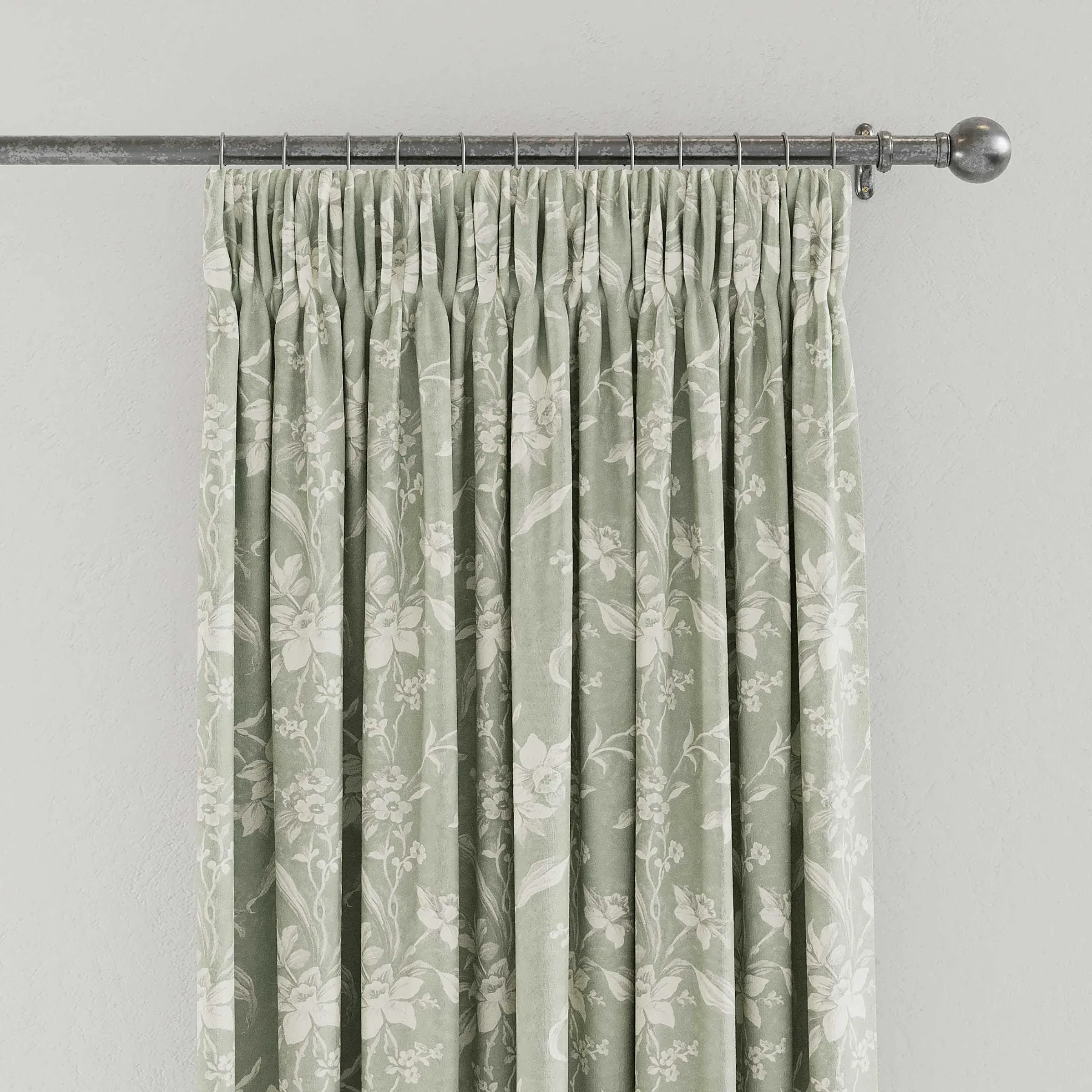 Daffodil Dreams Lined Curtains - Green