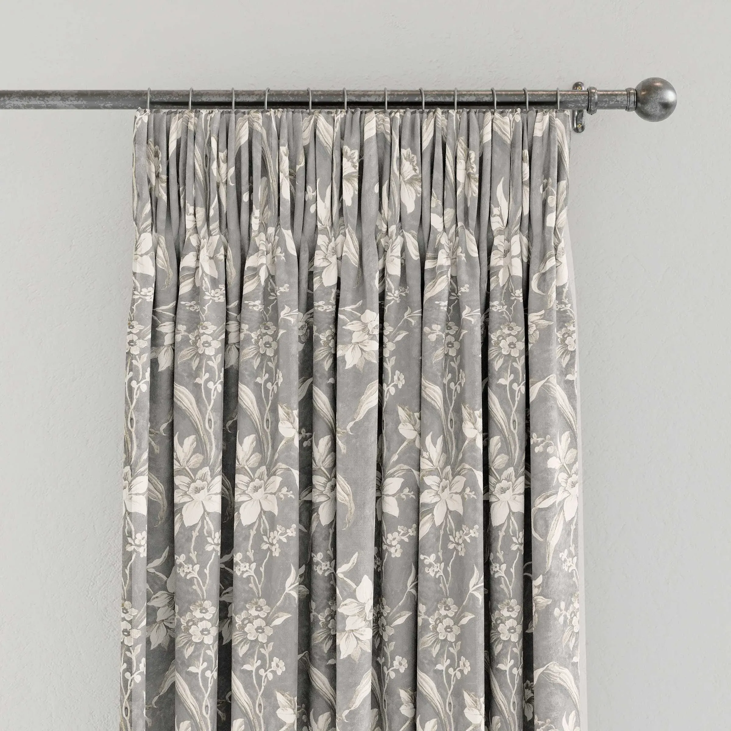 Daffodil Dreams Lined Curtains - Grey