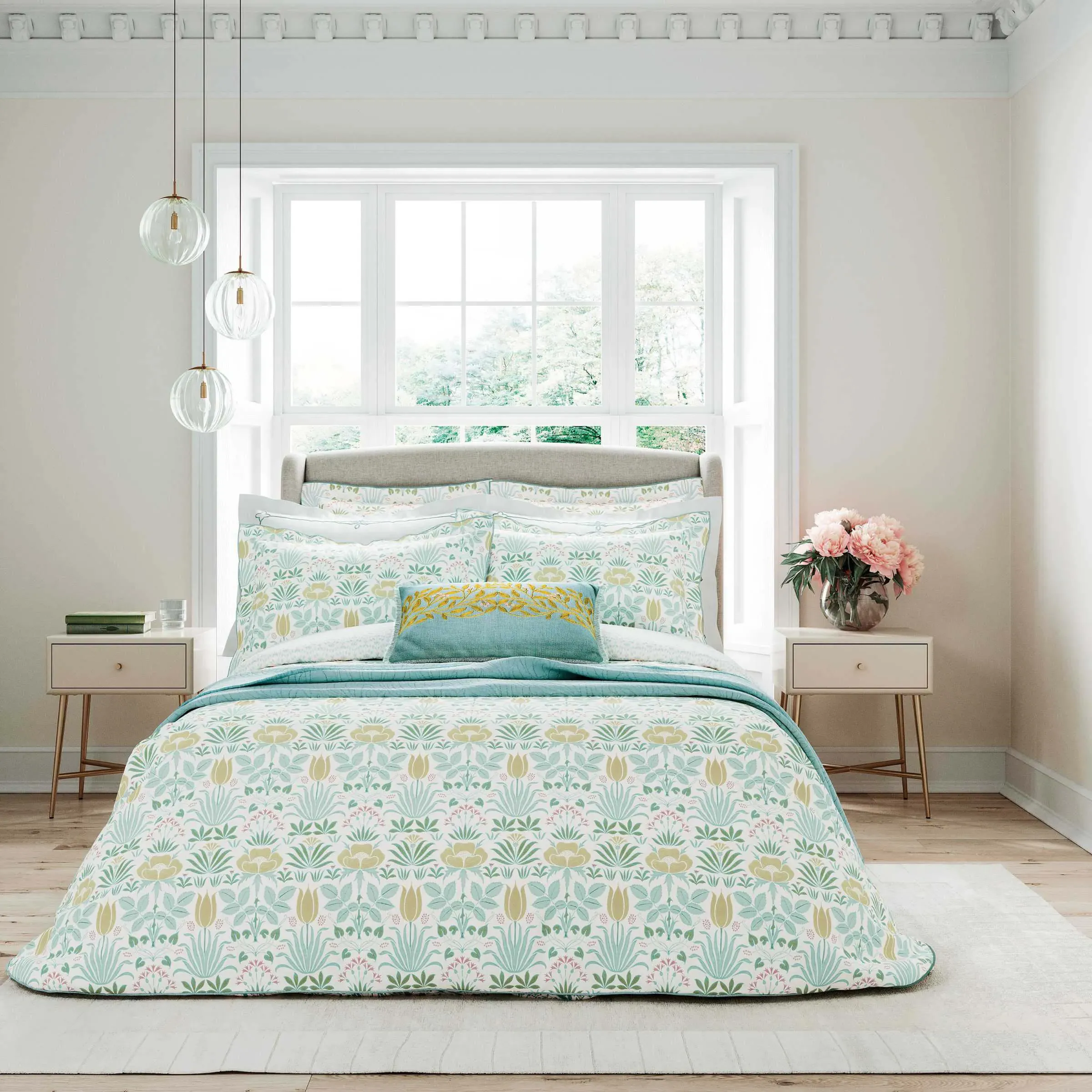 Double Duvet Cover Set - Aqua, Cotton
