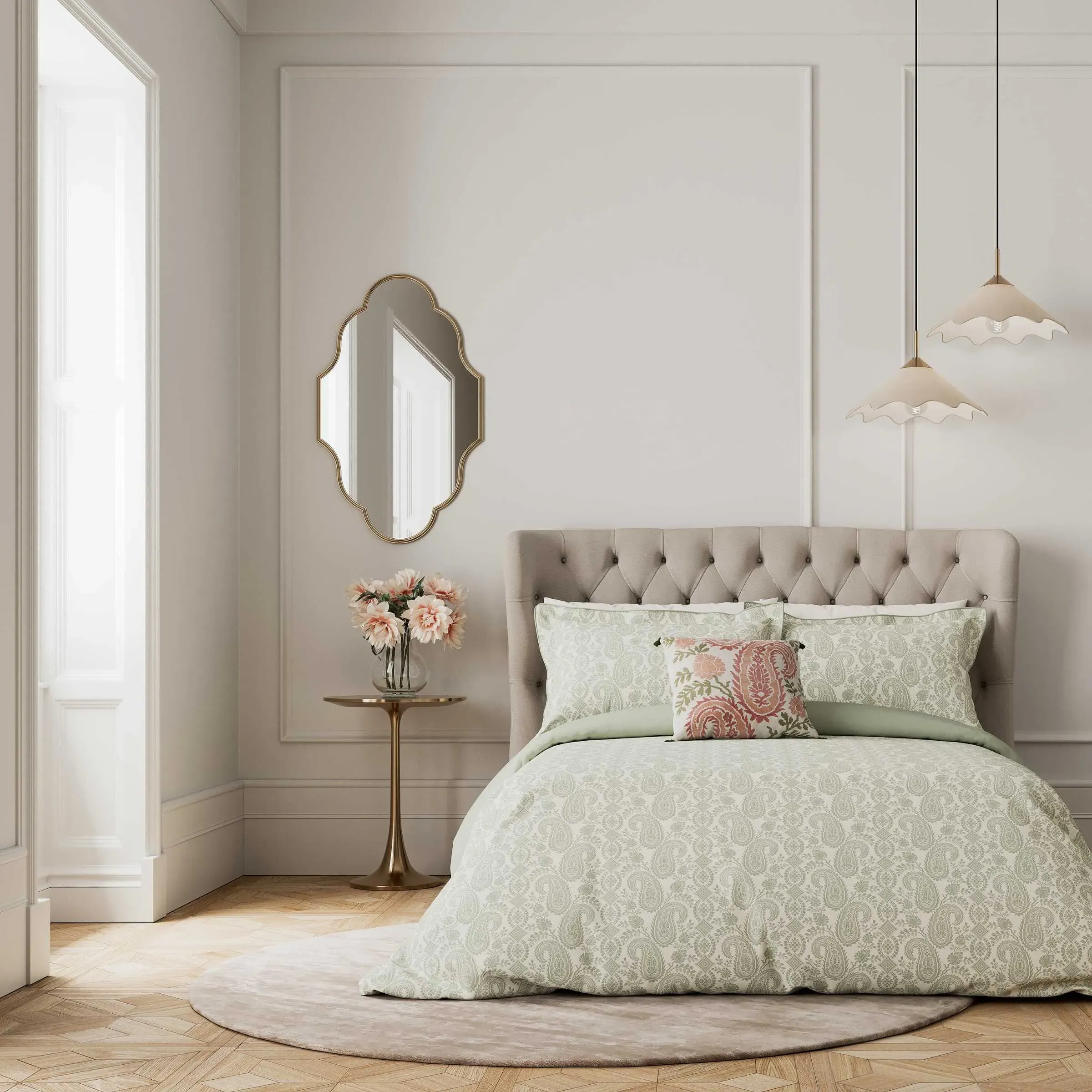 Double Duvet Cover Set Paisley - Sage