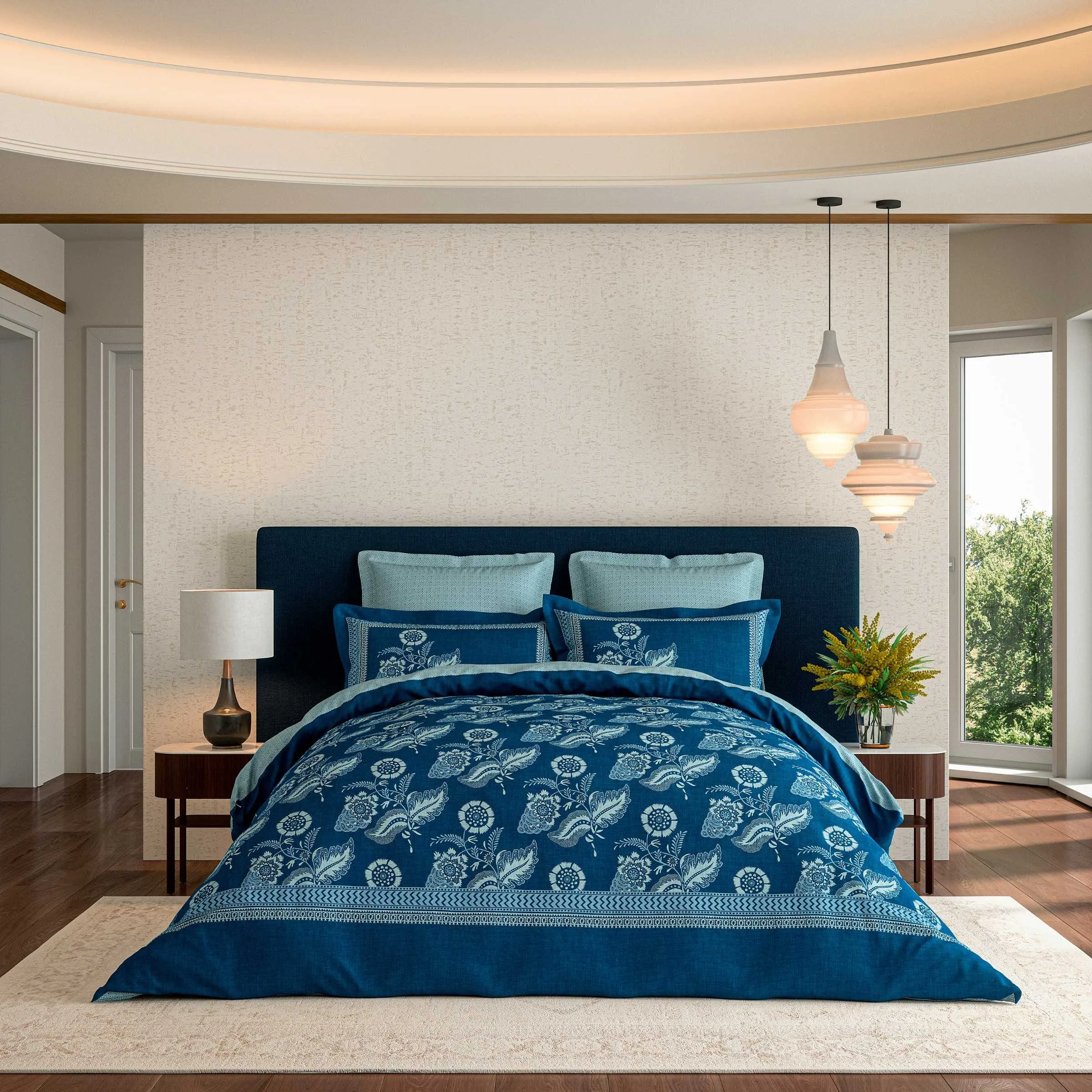 Eastern Bloom Double Duvet Cover Set - Indigo alternate view