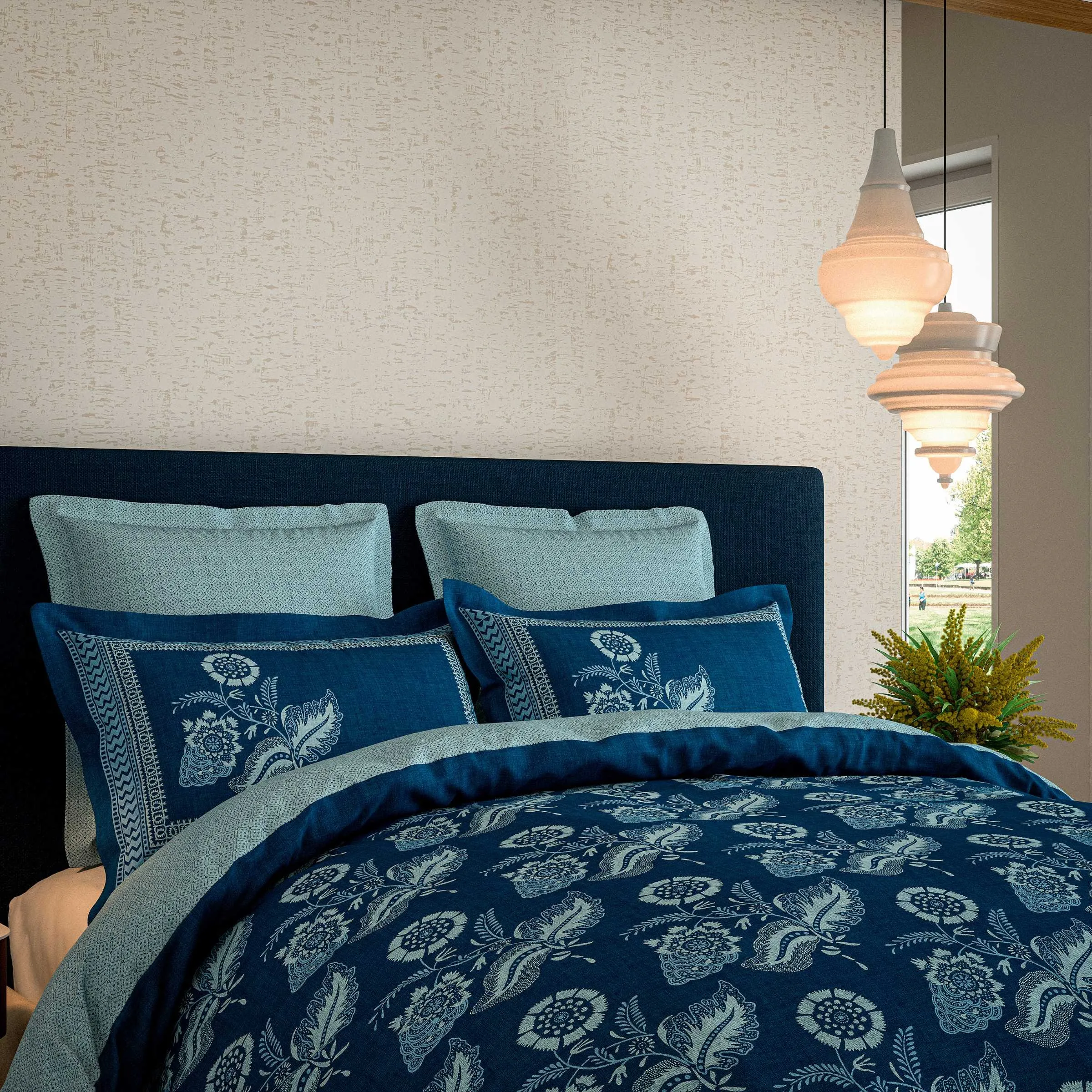 Eastern Bloom Double Duvet Cover Set - Indigo product