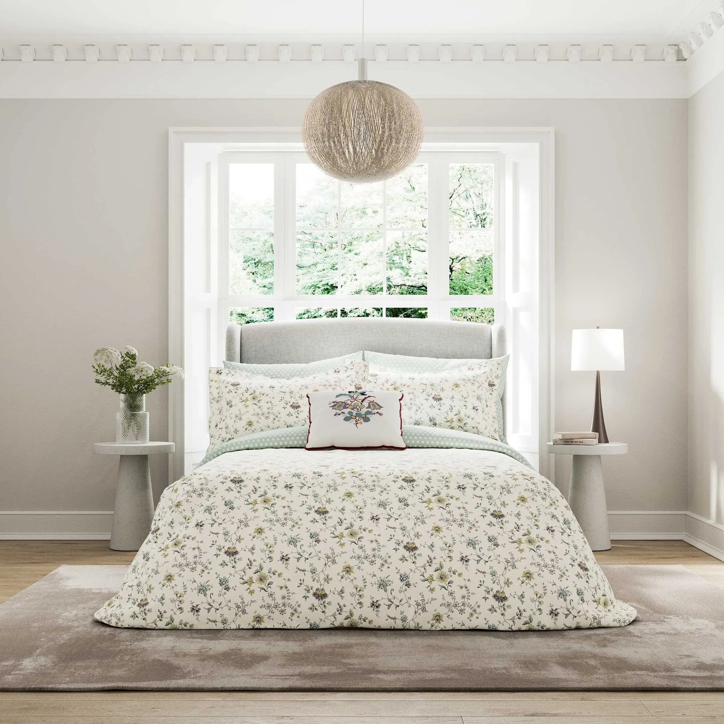Flora Double Duvet Cover Set - Duck Egg alternate view