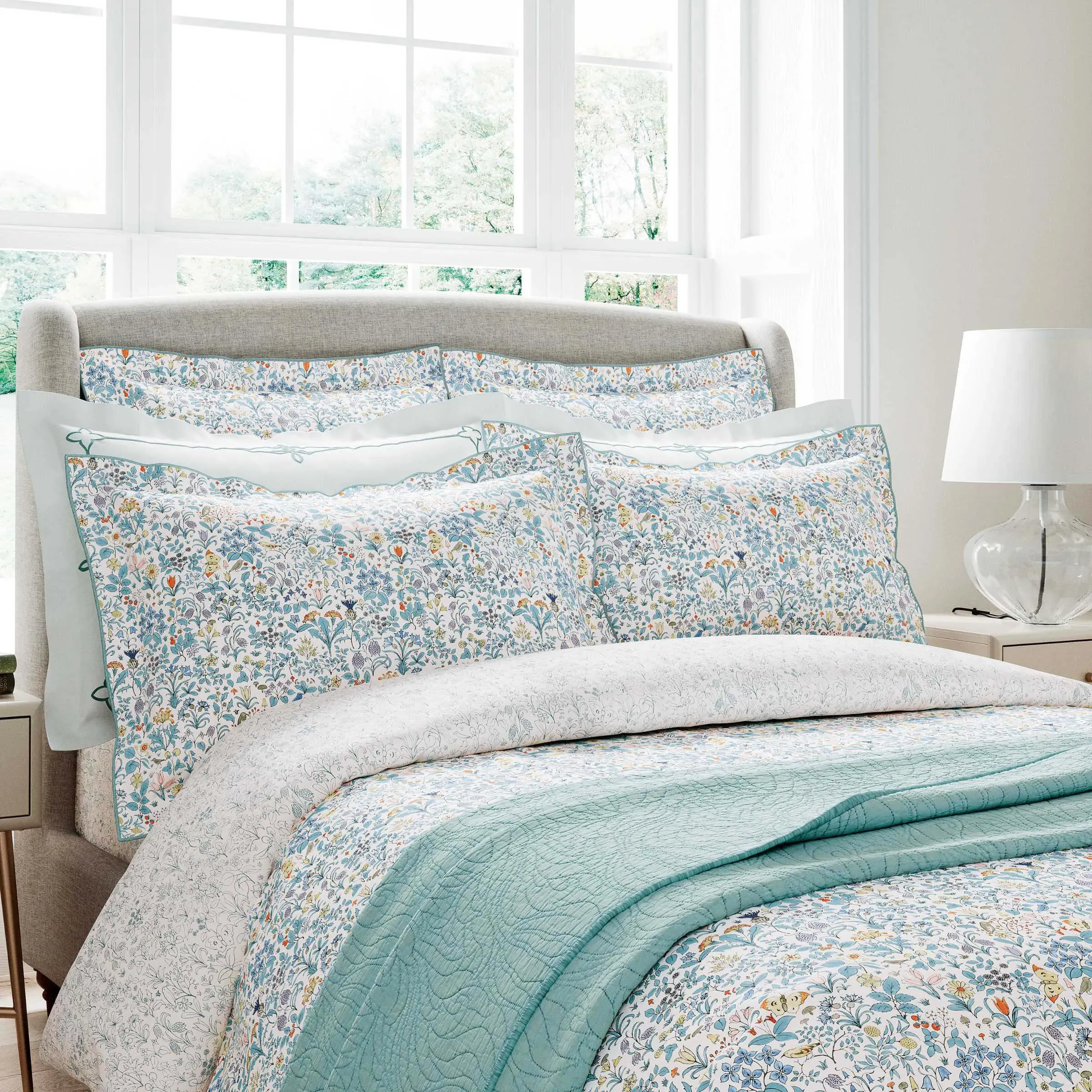 King Size Duvet Cover Set - Aqua, Cotton