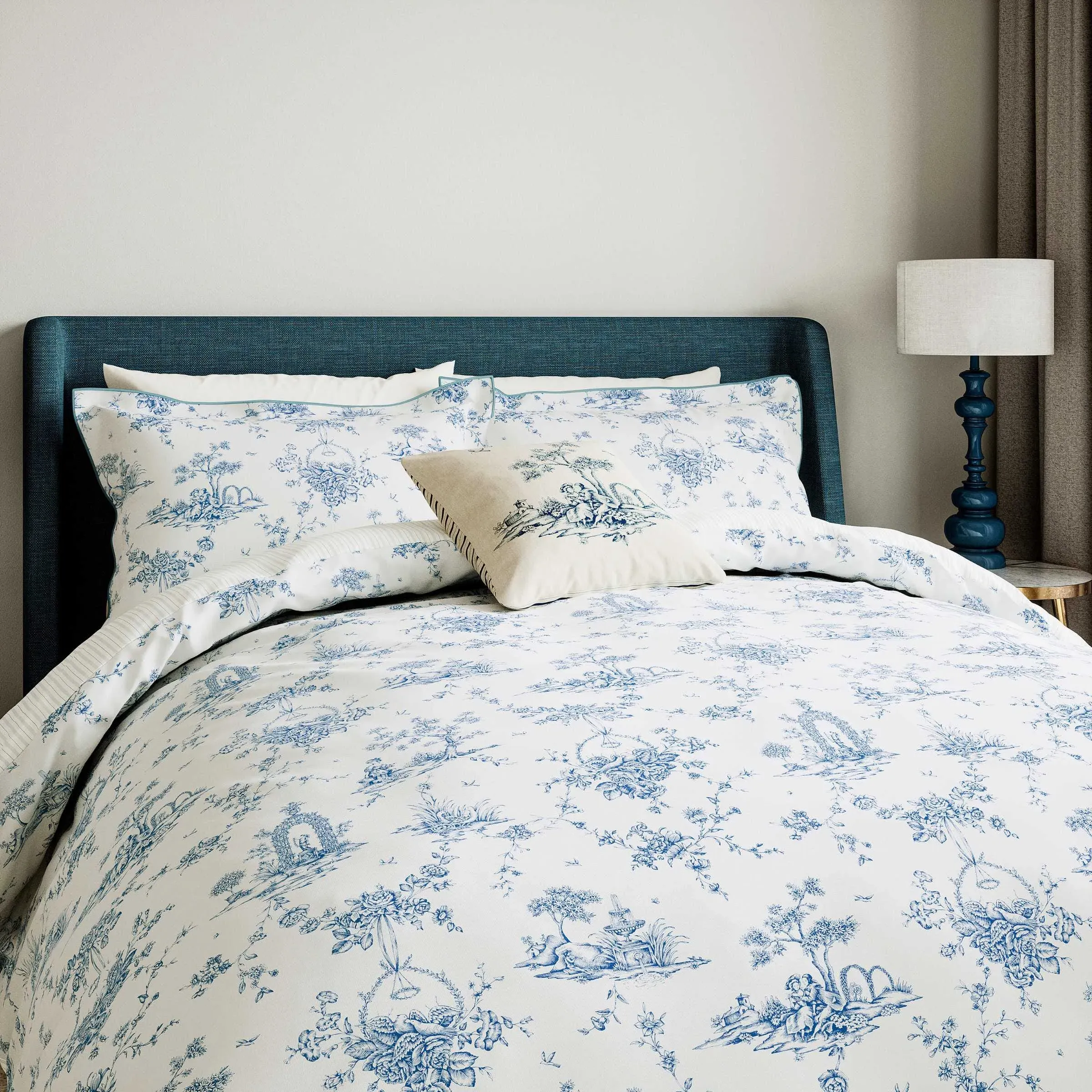 King Size Duvet Cover Set Garden of Love - Blue