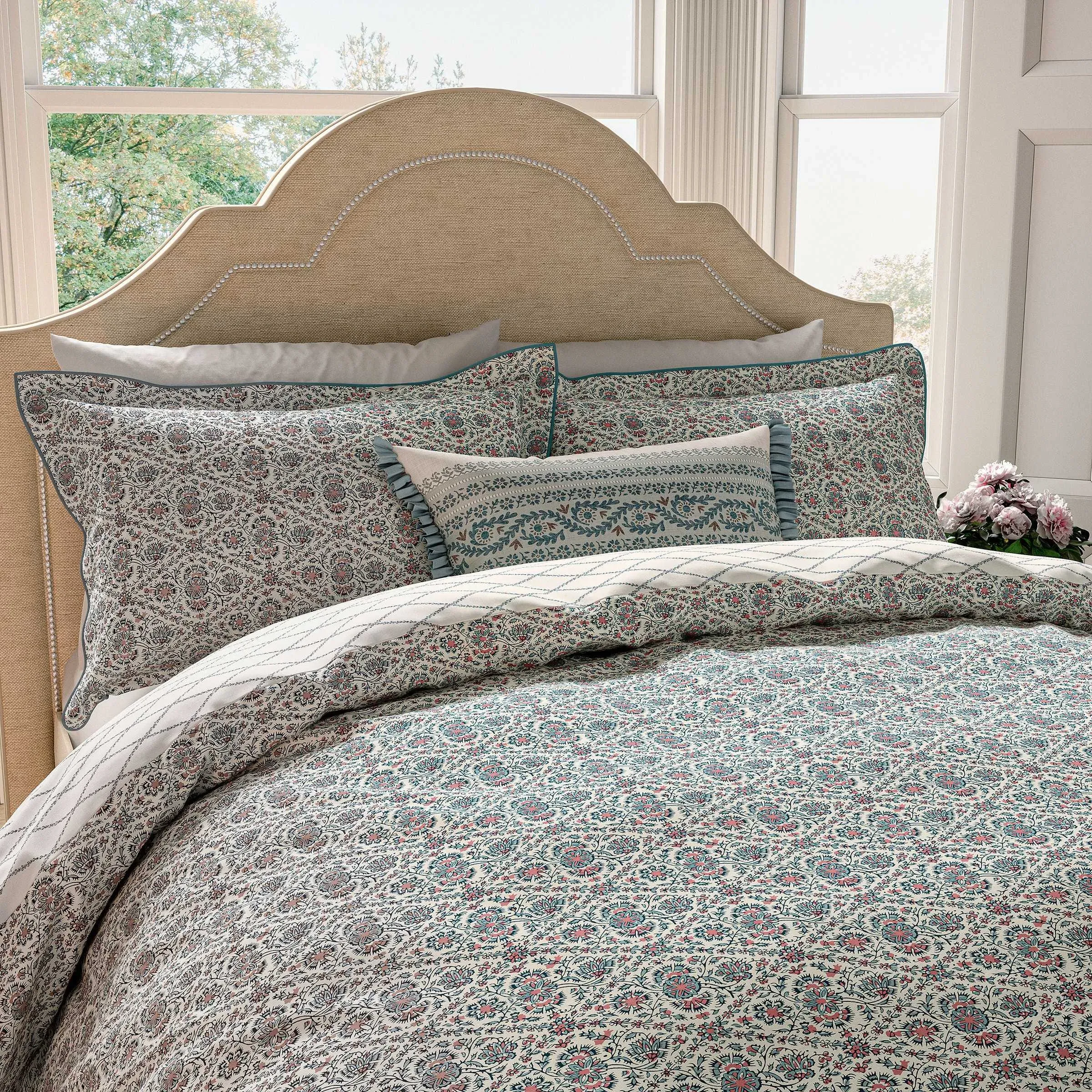 King Size Duvet Cover Set Indian Lattice - Red