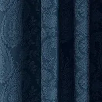 Lined Curtains with Paisley Pattern - Blue