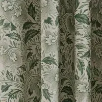 Ornamental Bloom Lined Curtains - Green