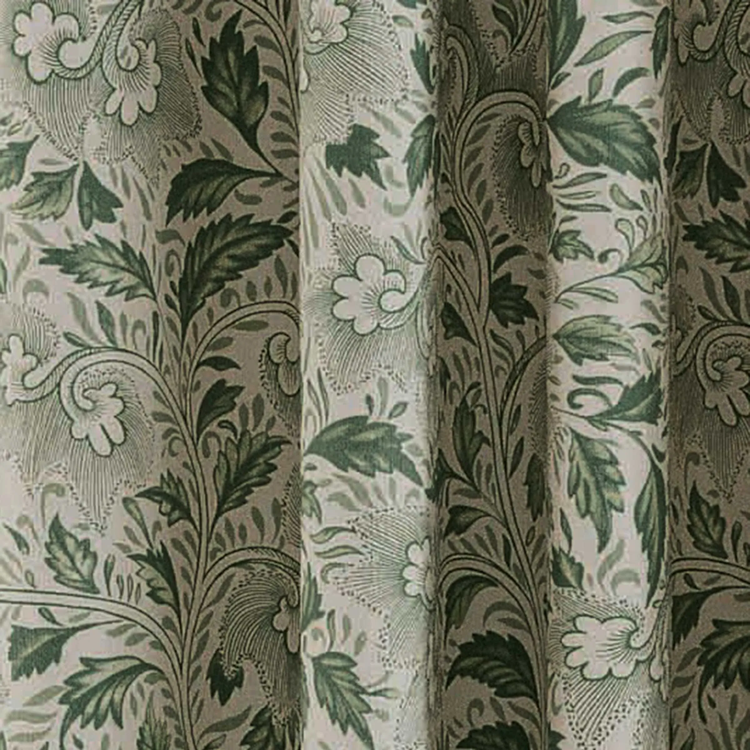 Ornamental Bloom Lined Curtains - Green image