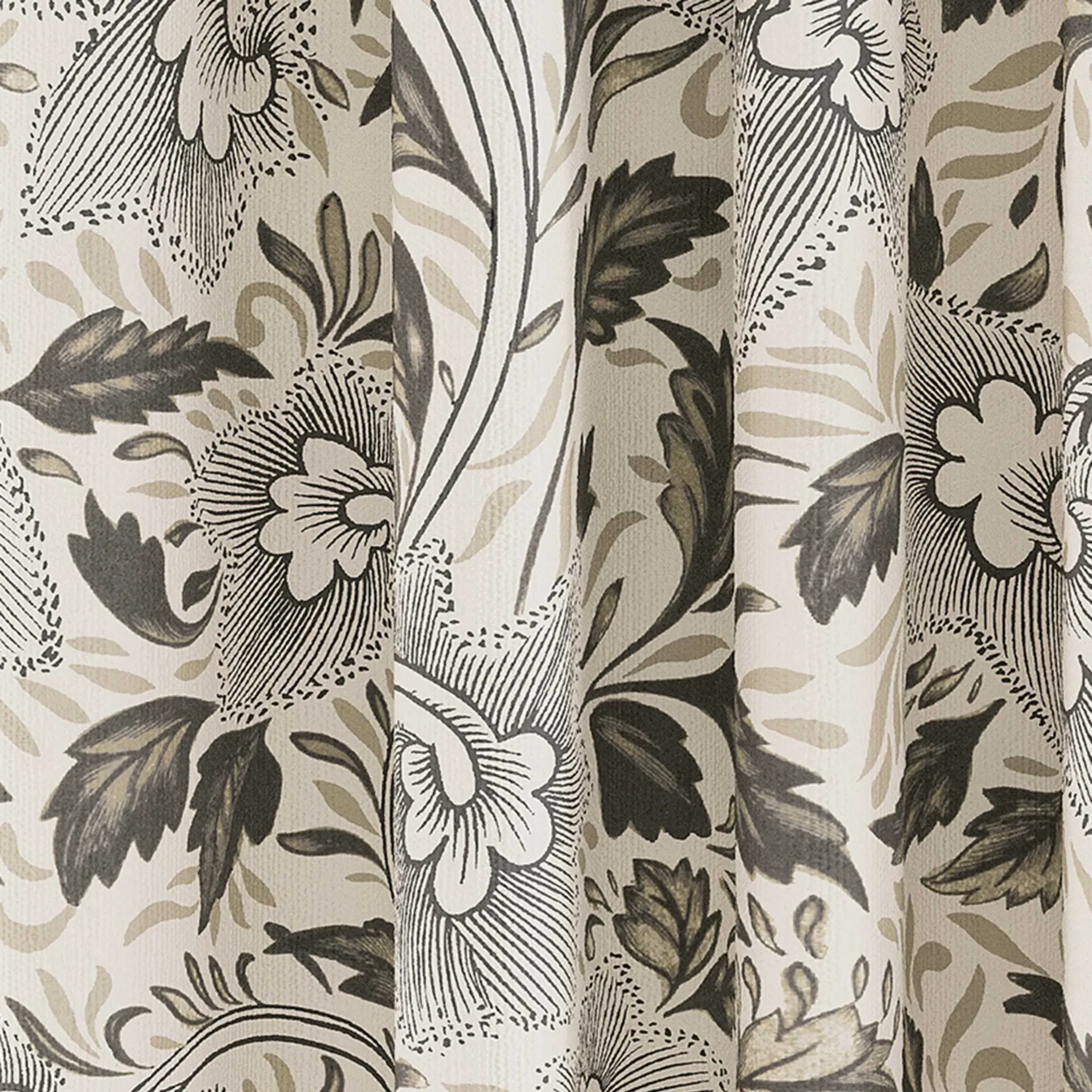 Ornamental Bloom Lined Curtains - Grey