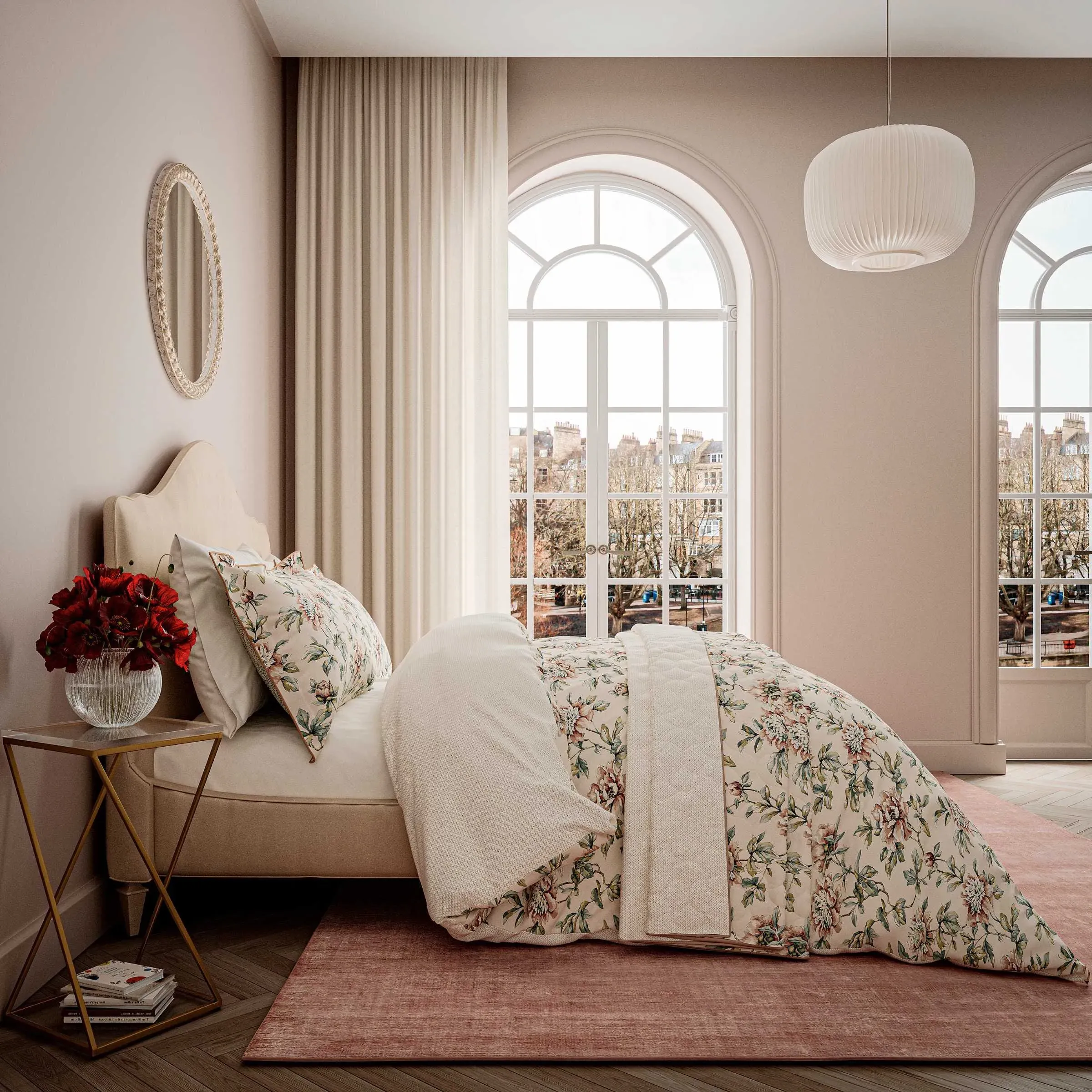 Peony Blossom Single Duvet Cover Set - Blush & Jade alternate view
