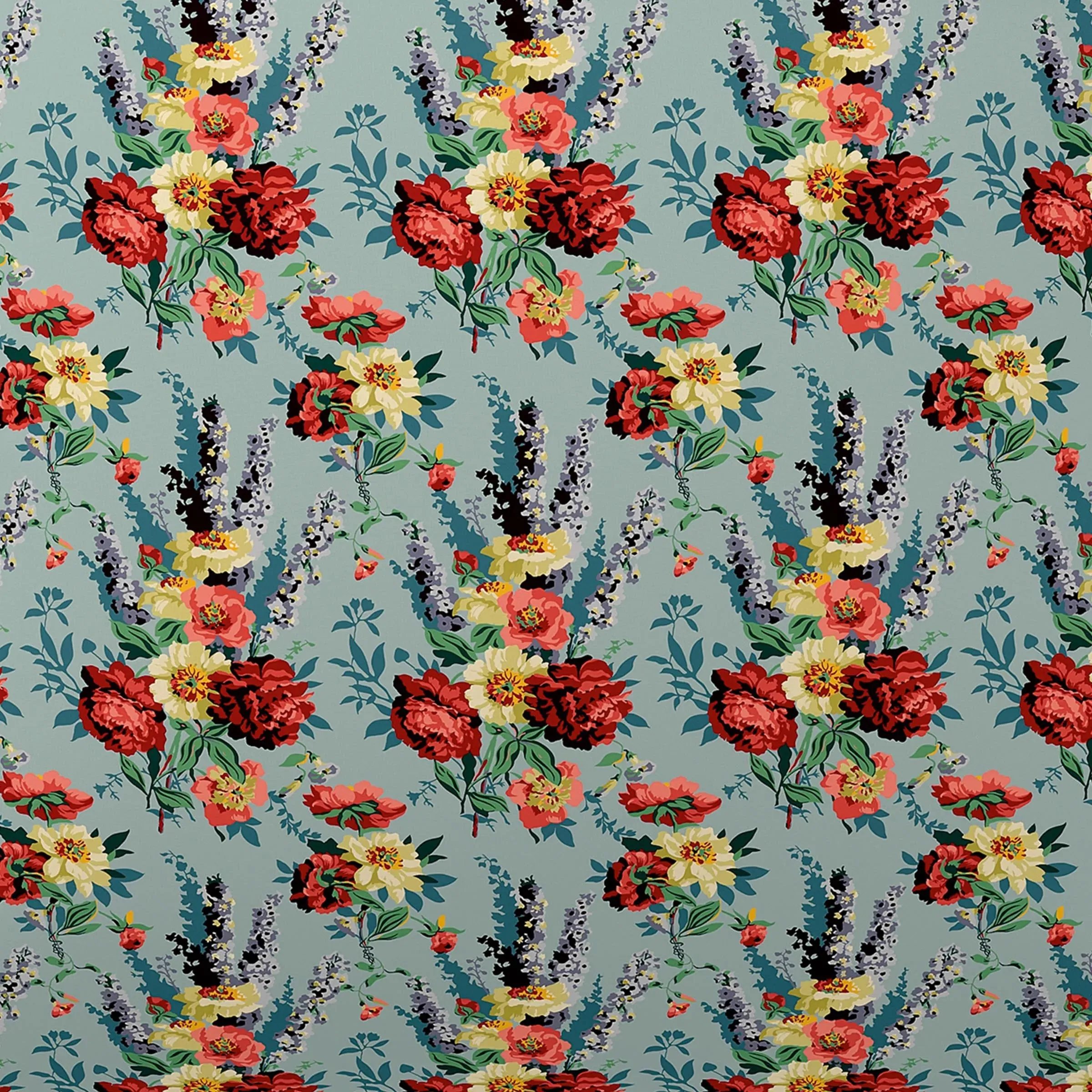 Rectangular Cushion Botanical Pattern - Teal