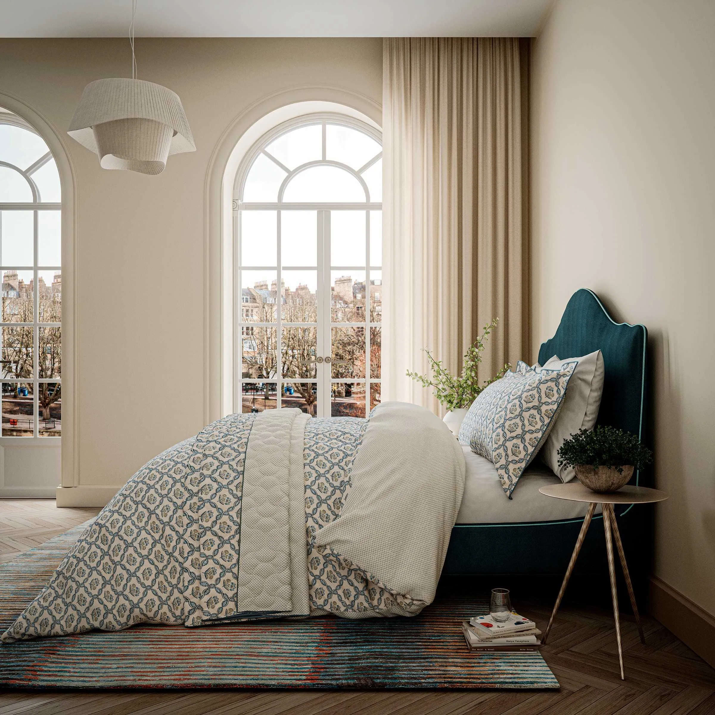 Ribbon Lattice Single Duvet Cover Set - Teal alternate view